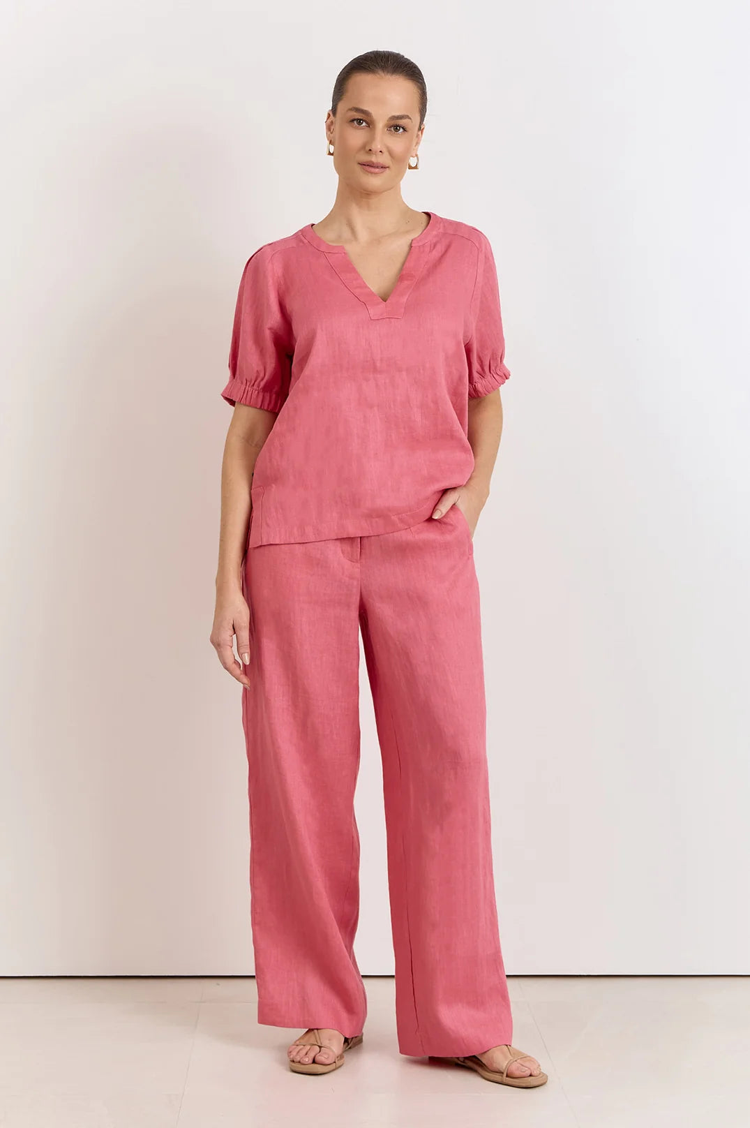 Adorne Ladies Harrie Pleated Linen Top