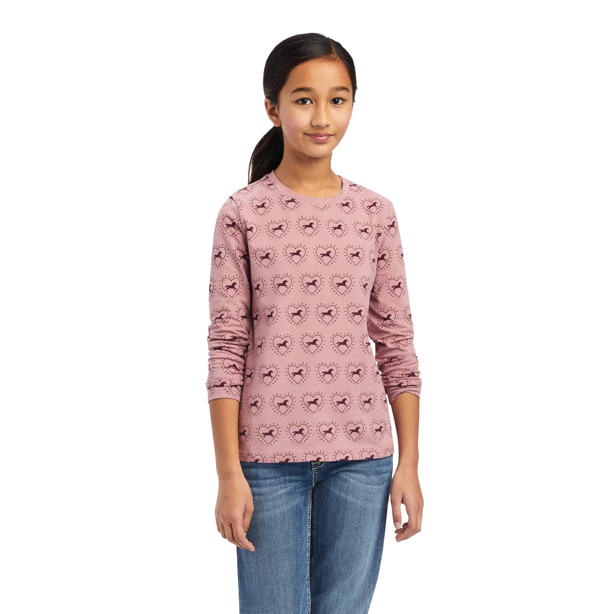 Ariat Girls So Love L/S Tee - Nostalgia Rose Half Drop Print - 10041253