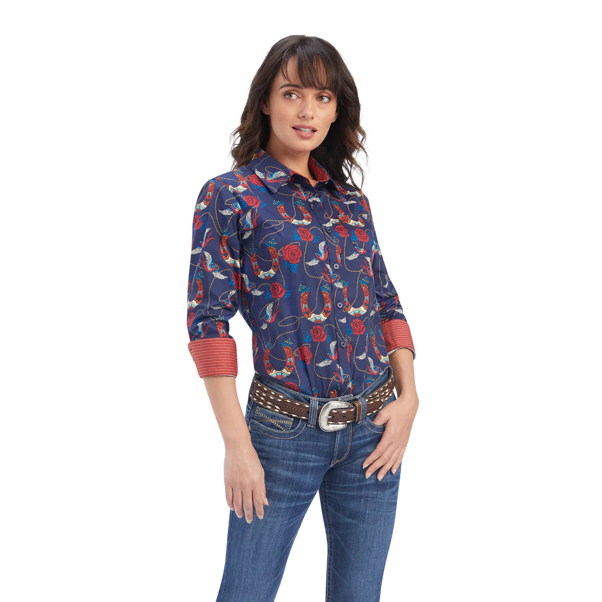 Ariat Ladies Kirby Stretch L/S Shirt - Ropey Rose Print