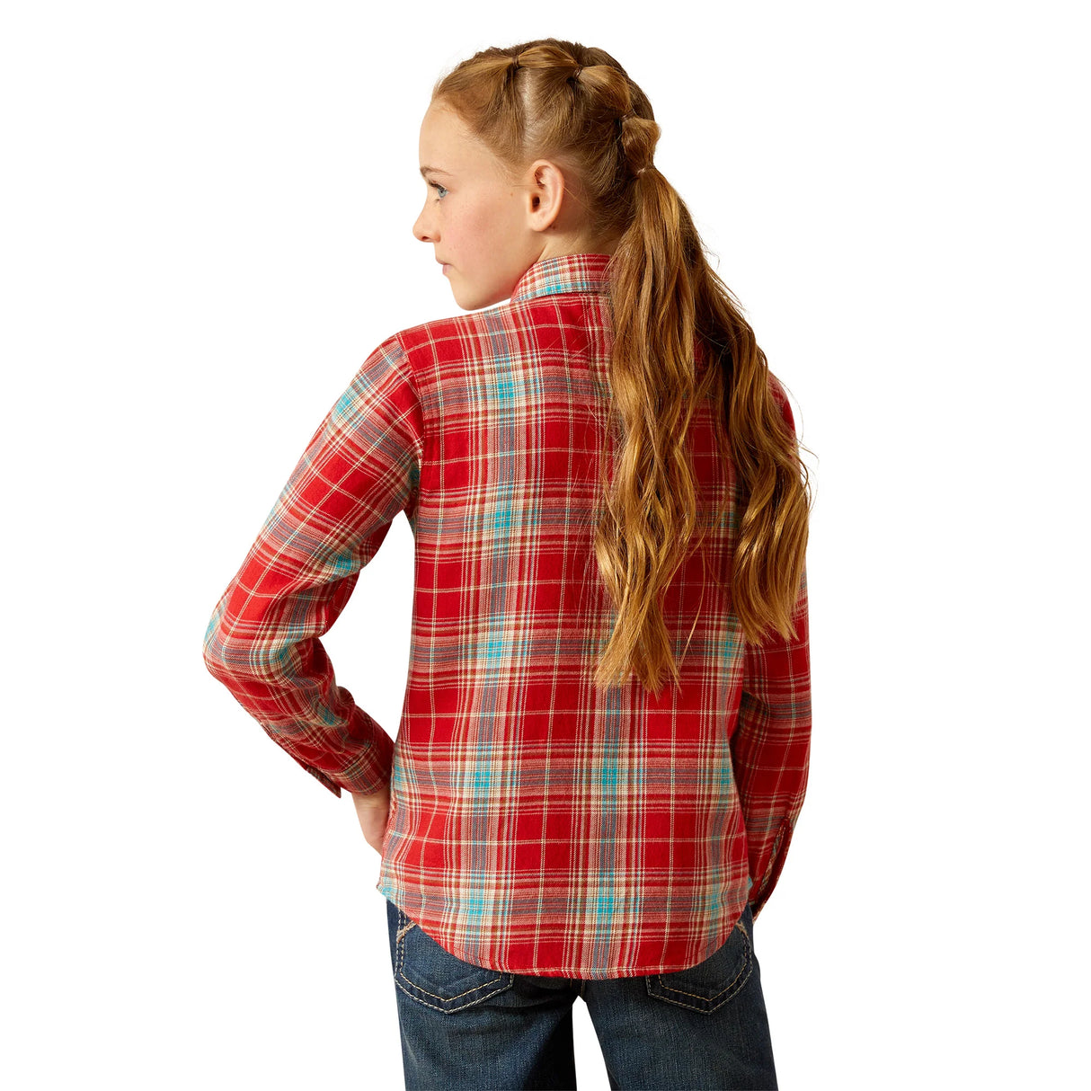 Ariat Girls Barn Plaid Snap Long Sleeved Western Shirt