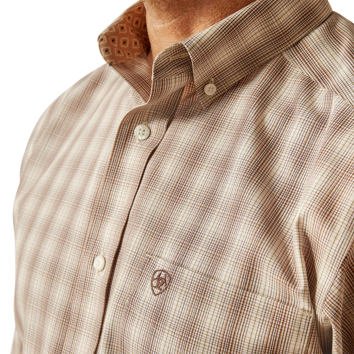 Ariat Mens Wrinkle Free Flemming Fitted Shirt - Brown - 10053907