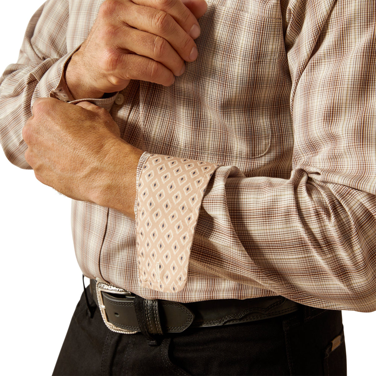 Ariat Mens Wrinkle Free Flemming Fitted Shirt - Brown - 10053907