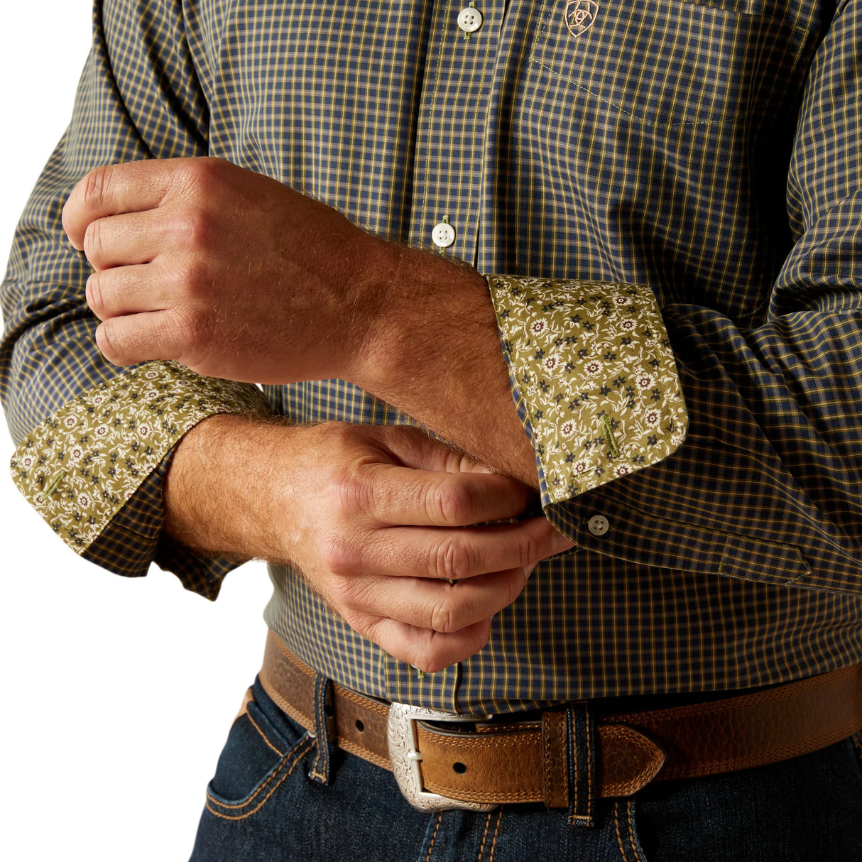 Ariat Mens Wrinkle Free Ferriss Classic Fit Shirt - Navy - 10053911