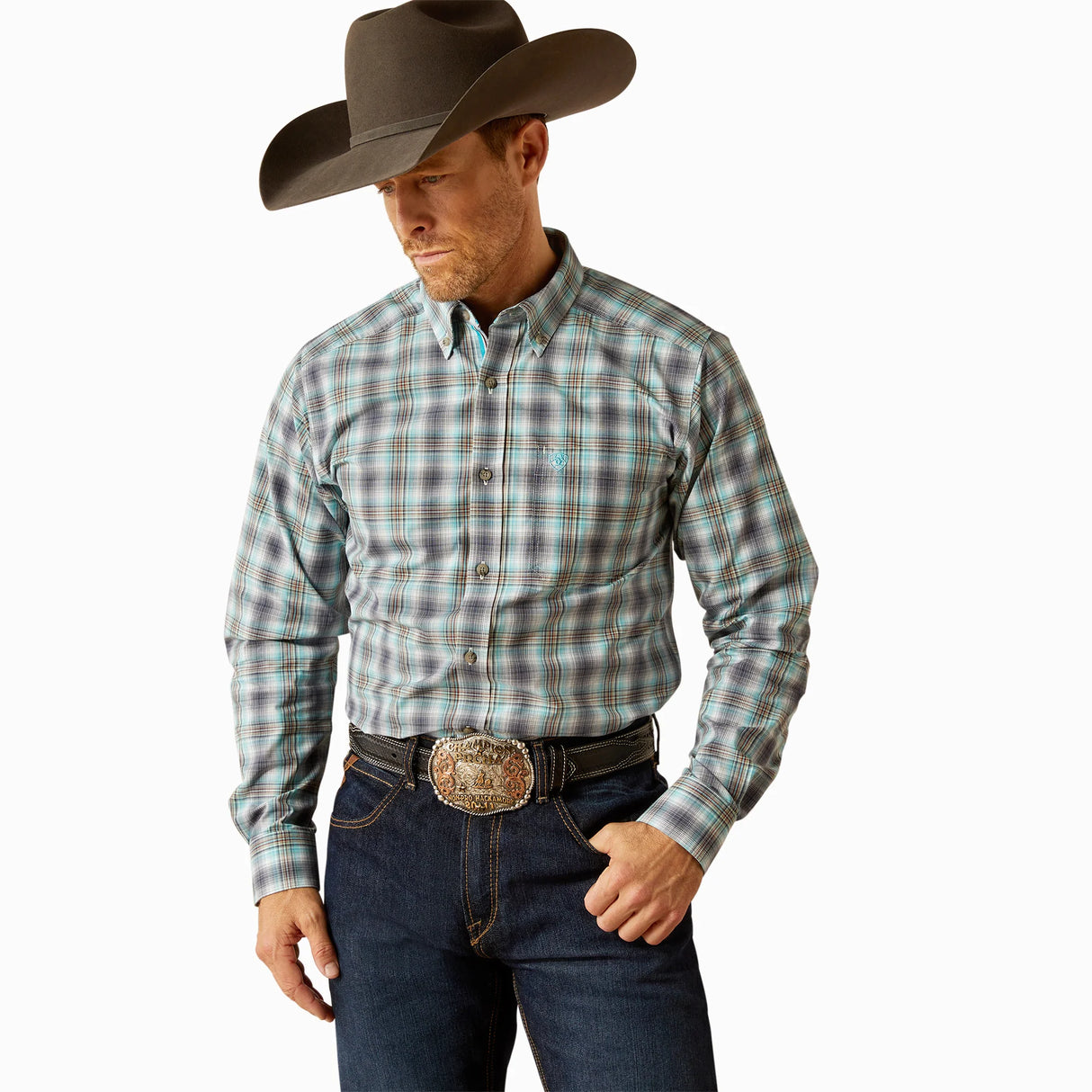 Ariat Mens Pro Series Piers Fitted Shirt - Teal - 10053922