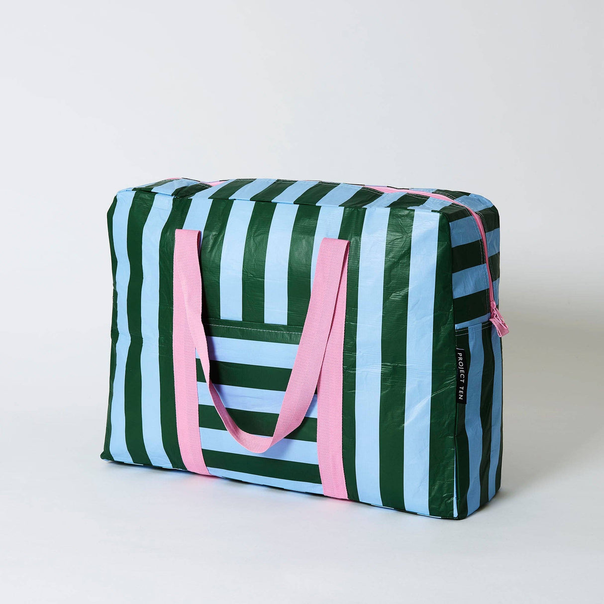 Project Ten Green Blue Stripe Overnight Bag