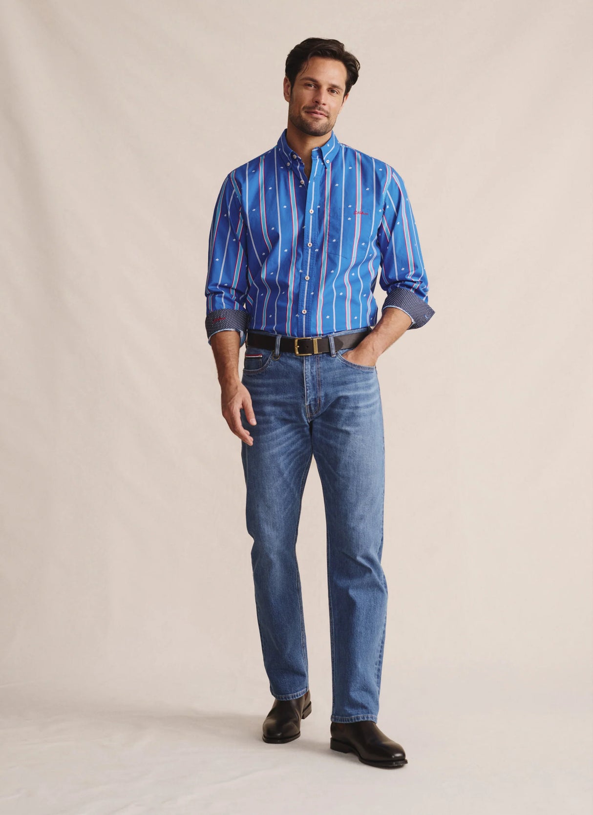 S.Kidman Men's Aberdeen Long Sleeve Shirt - Mid Blue - 1SHM00131