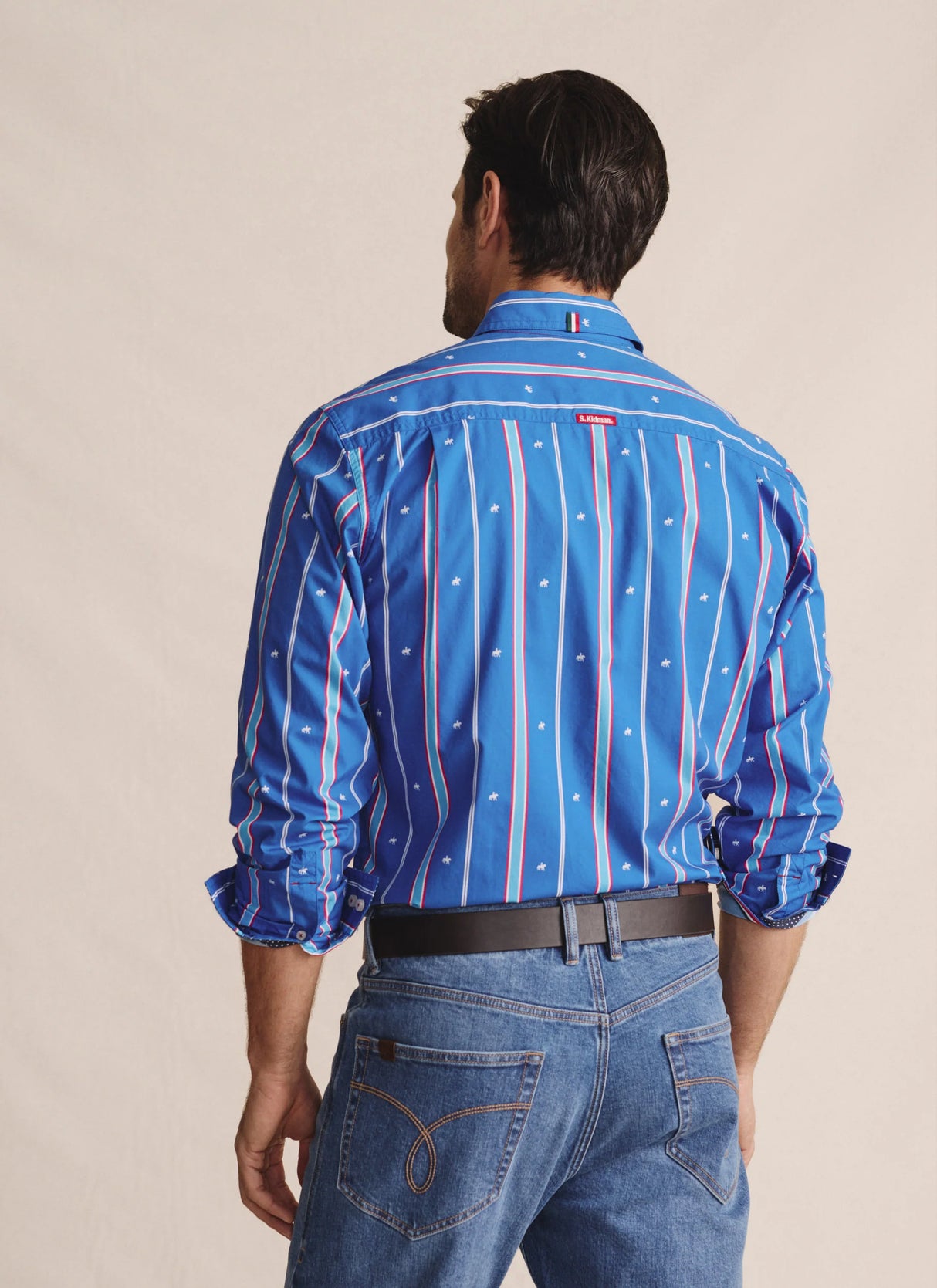 S.Kidman Men's Aberdeen Long Sleeve Shirt - Mid Blue - 1SHM00131