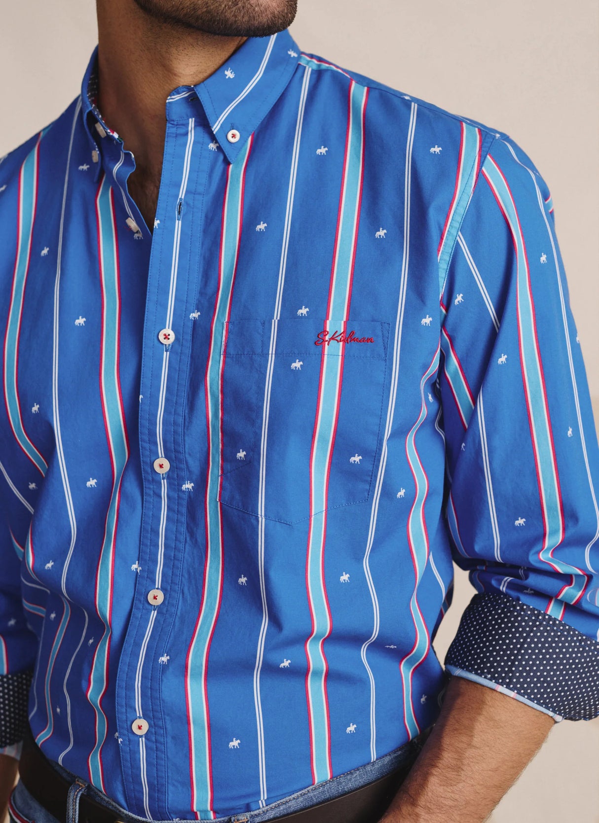 S.Kidman Men's Aberdeen Long Sleeve Shirt - Mid Blue - 1SHM00131