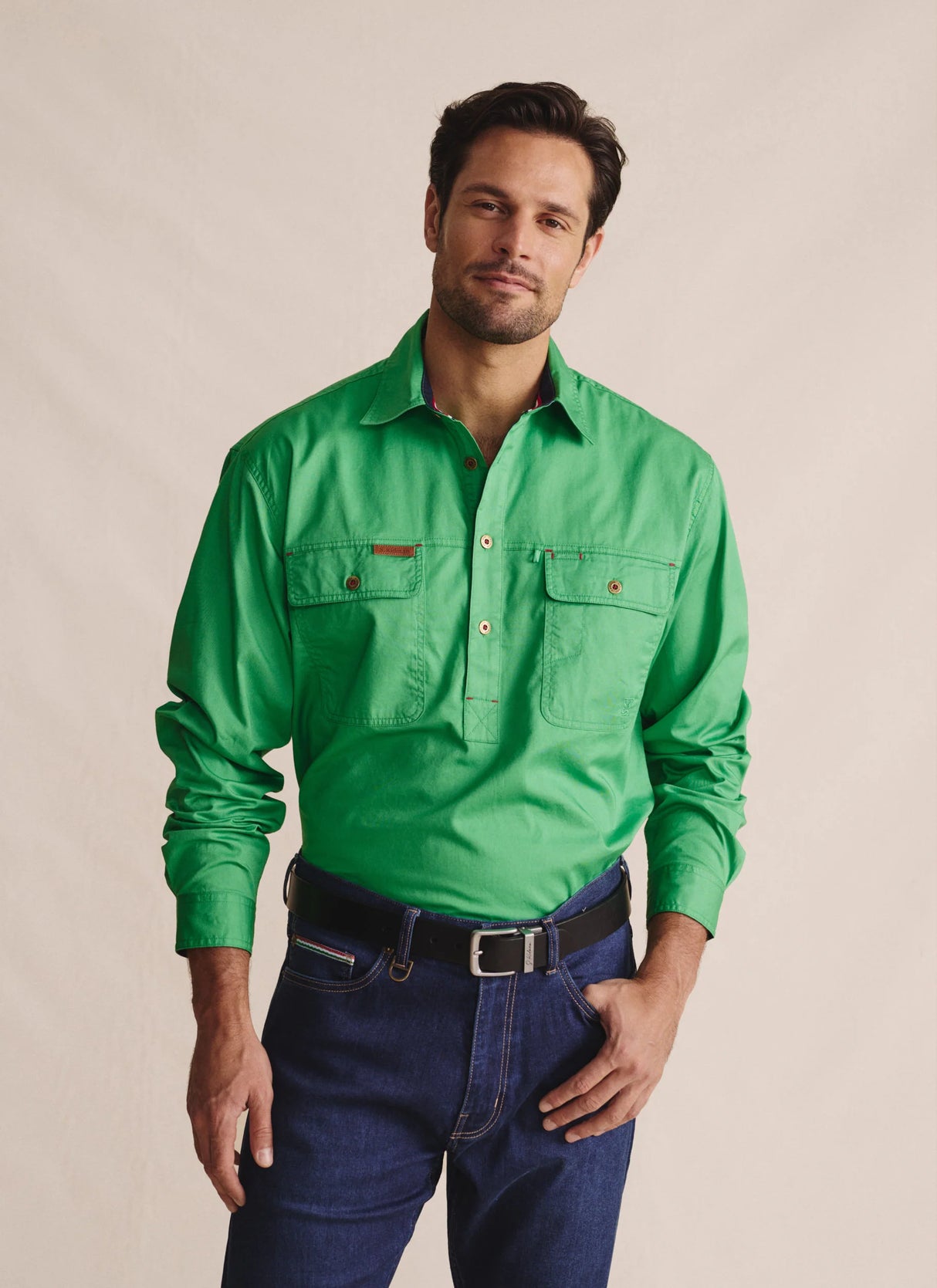 S.Kidman Men's Brockman Half Button Work Shirt - 1SHM00131