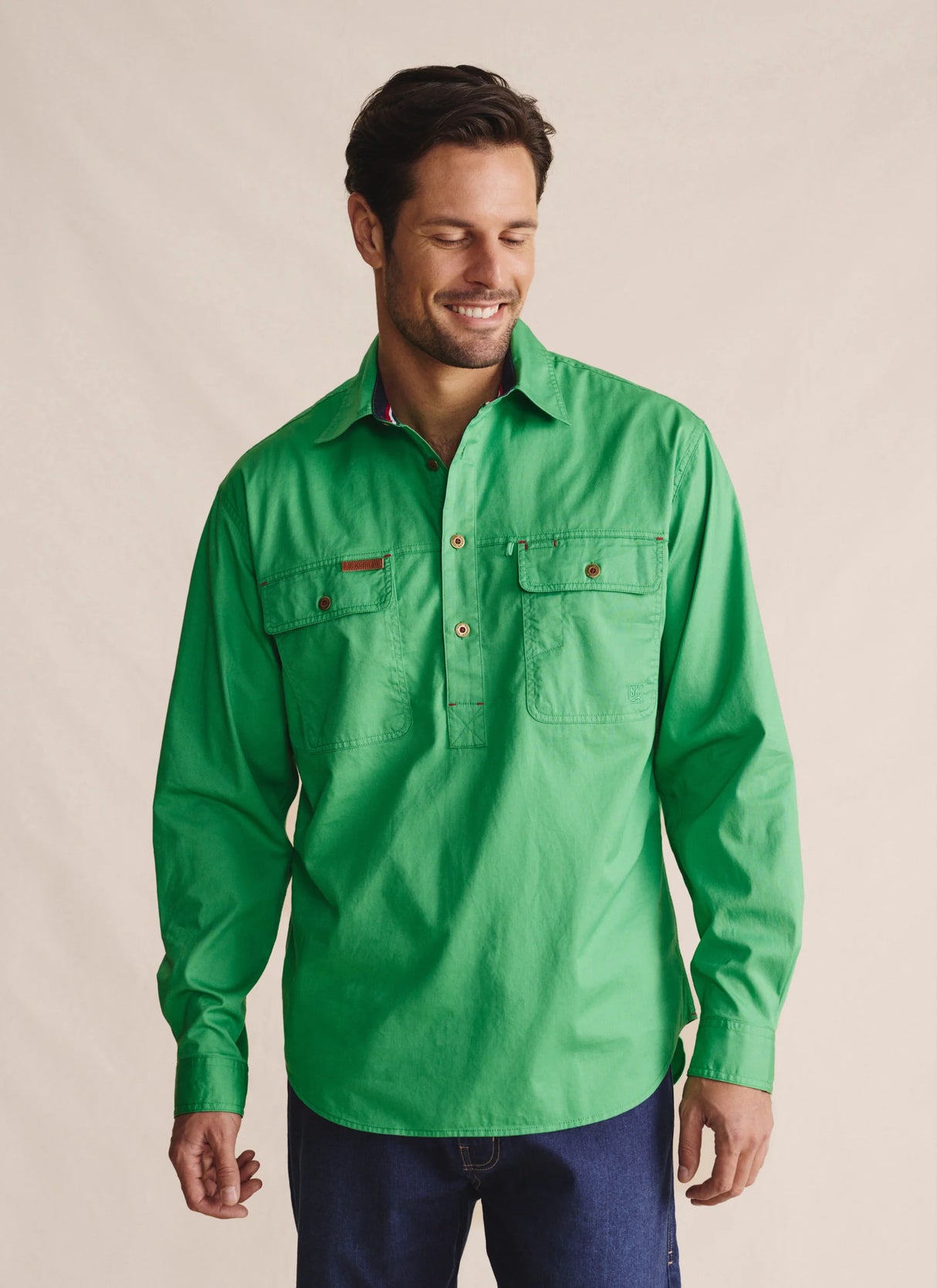 S.Kidman Men's Brockman Half Button Work Shirt - 1SHM00131