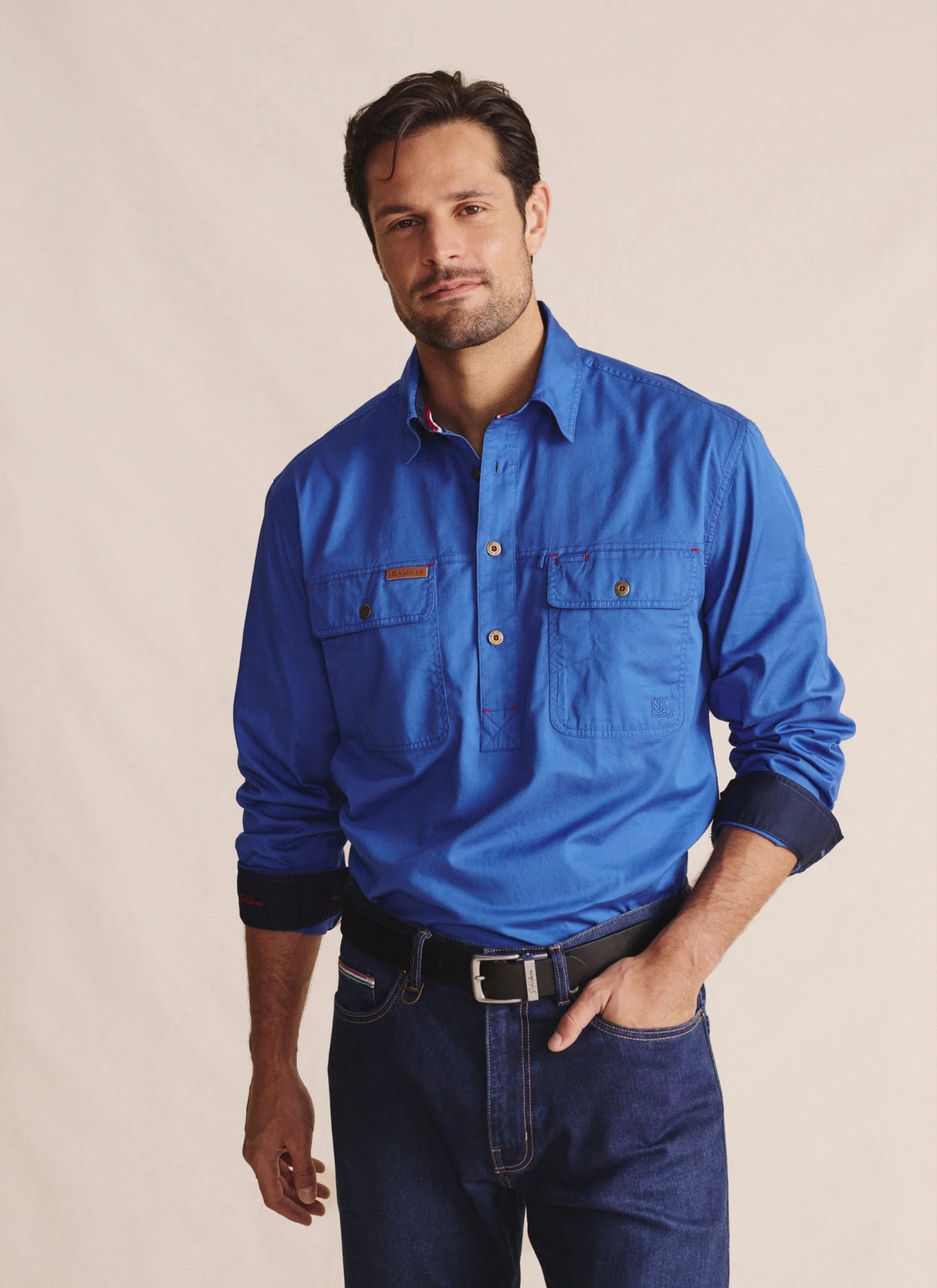 S.Kidman Men's Brockman Half Button Work Shirt - 1SHM00131