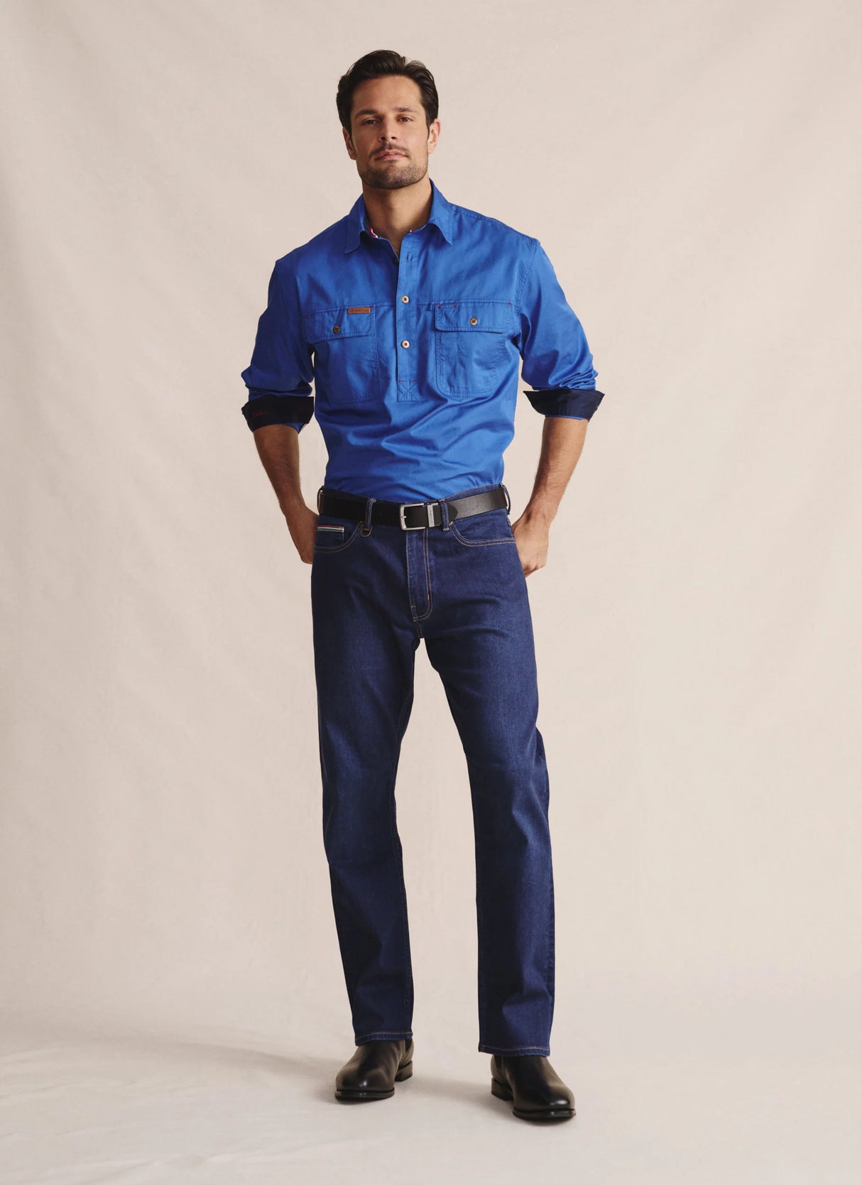 S.Kidman Men's Brockman Half Button Work Shirt - 1SHM00131