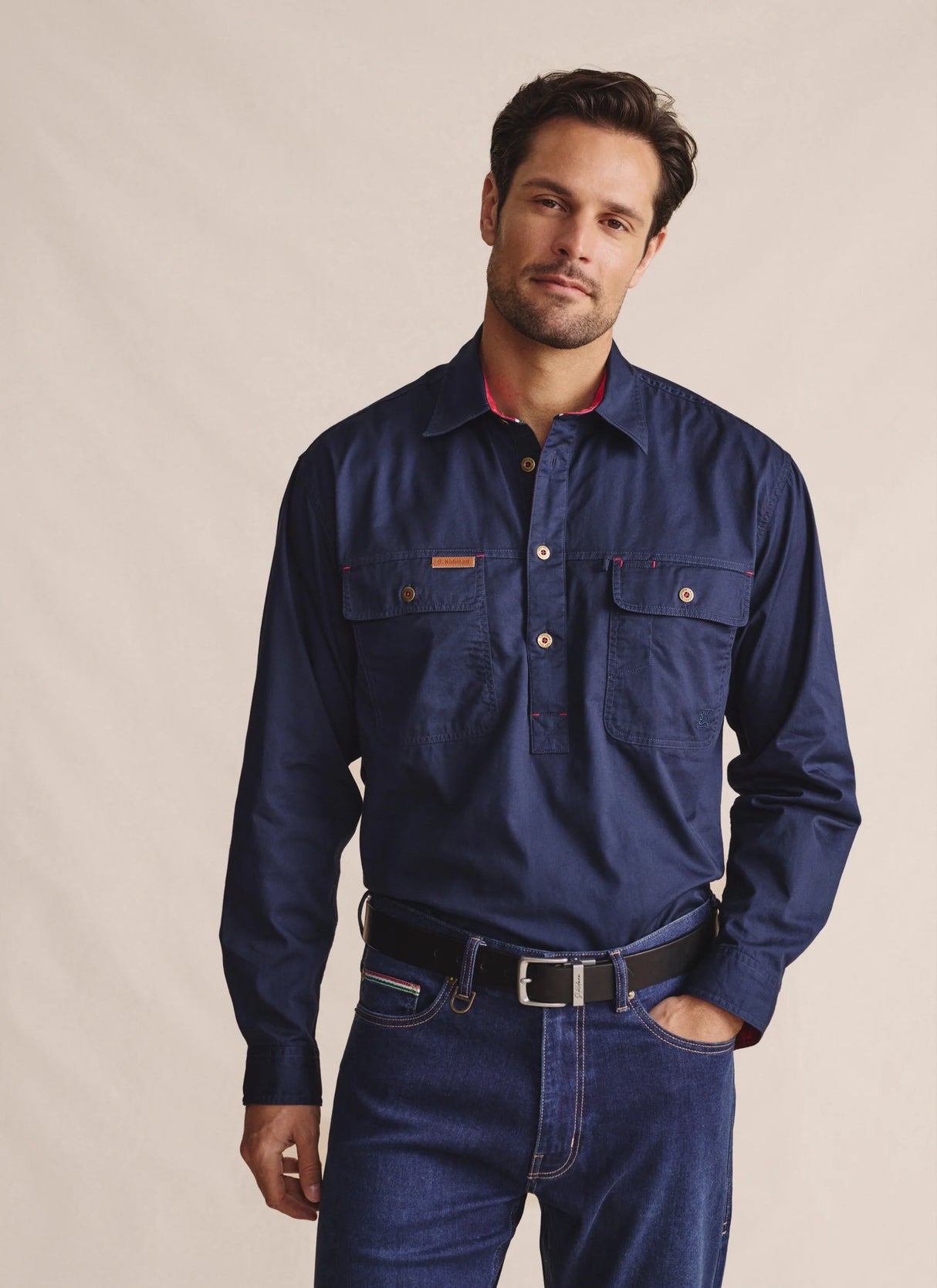 S.Kidman Men's Brockman Half Button Work Shirt - 1SHM00131