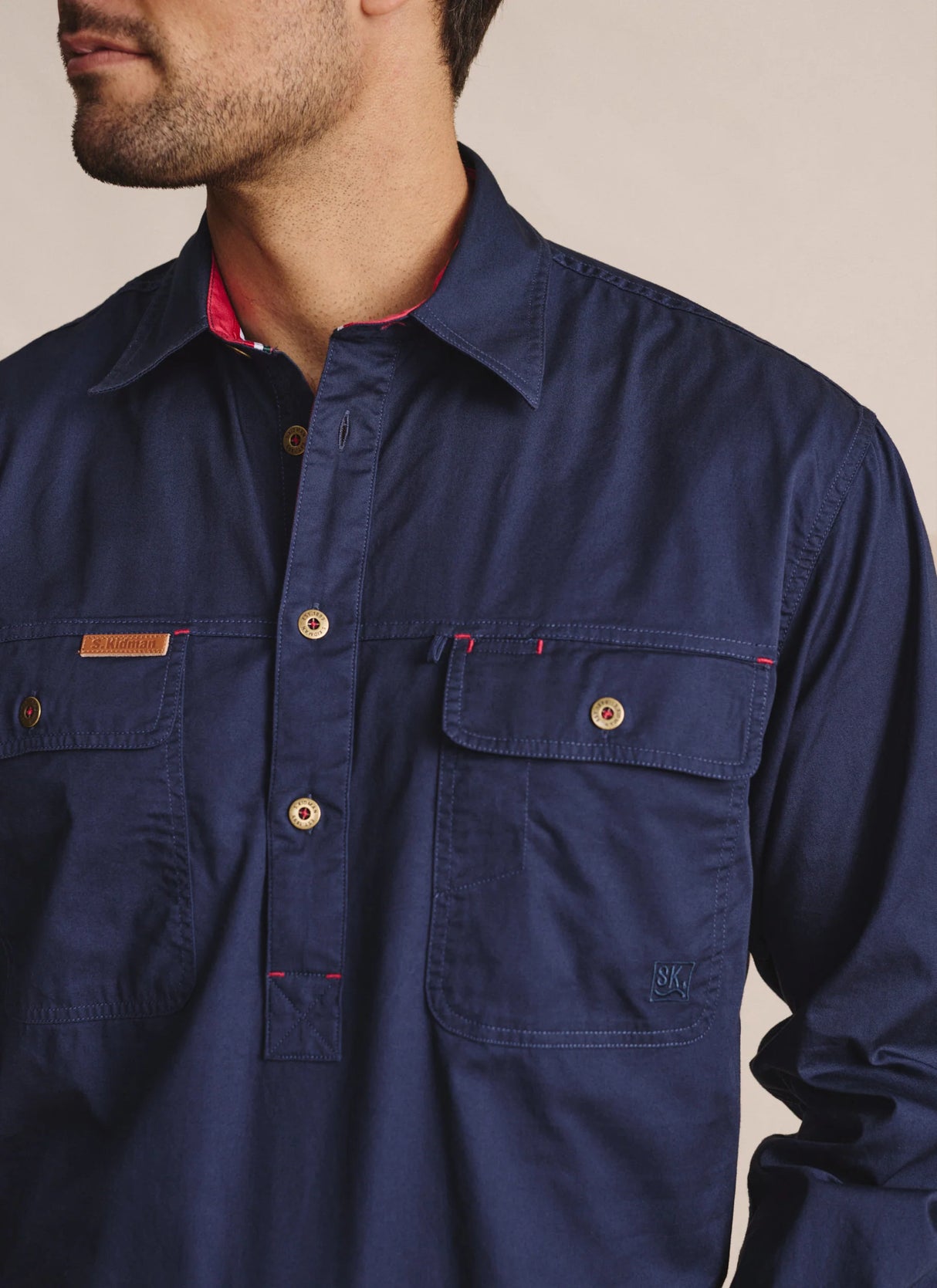 S.Kidman Men's Brockman Half Button Work Shirt - 1SHM00131