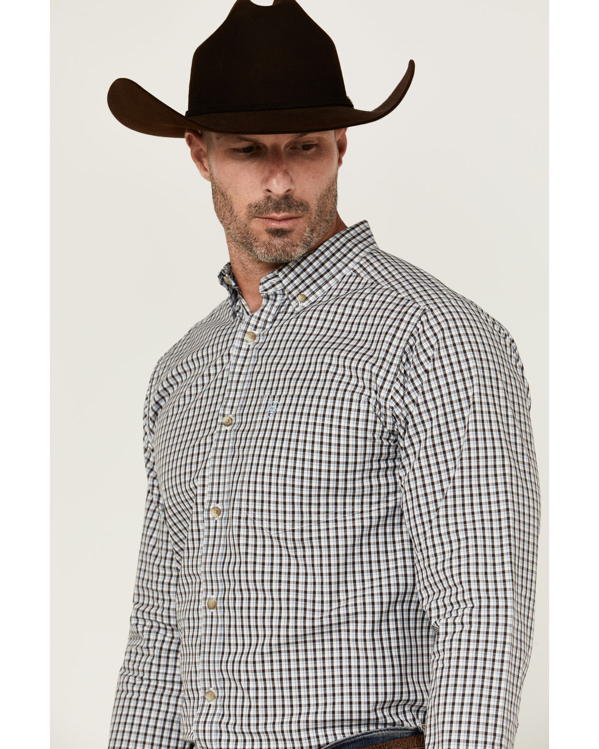 Ariat Men's Pro Series Creek Fitted Shirt - Light Blue - 10054083