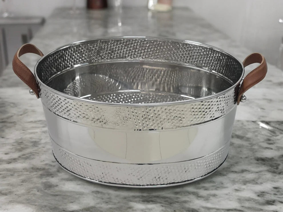 Flair Gifts & Home Oval Bucket With Dots And Leather Handle