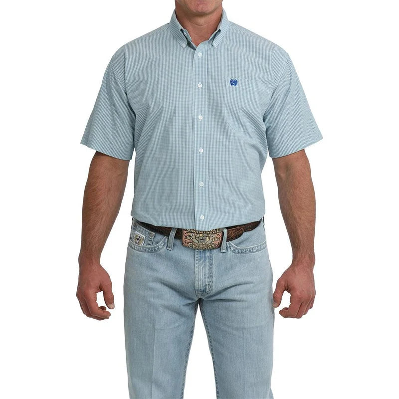 Cinch Men's White Plaid Short Sleeve Shirt - MTW1111531