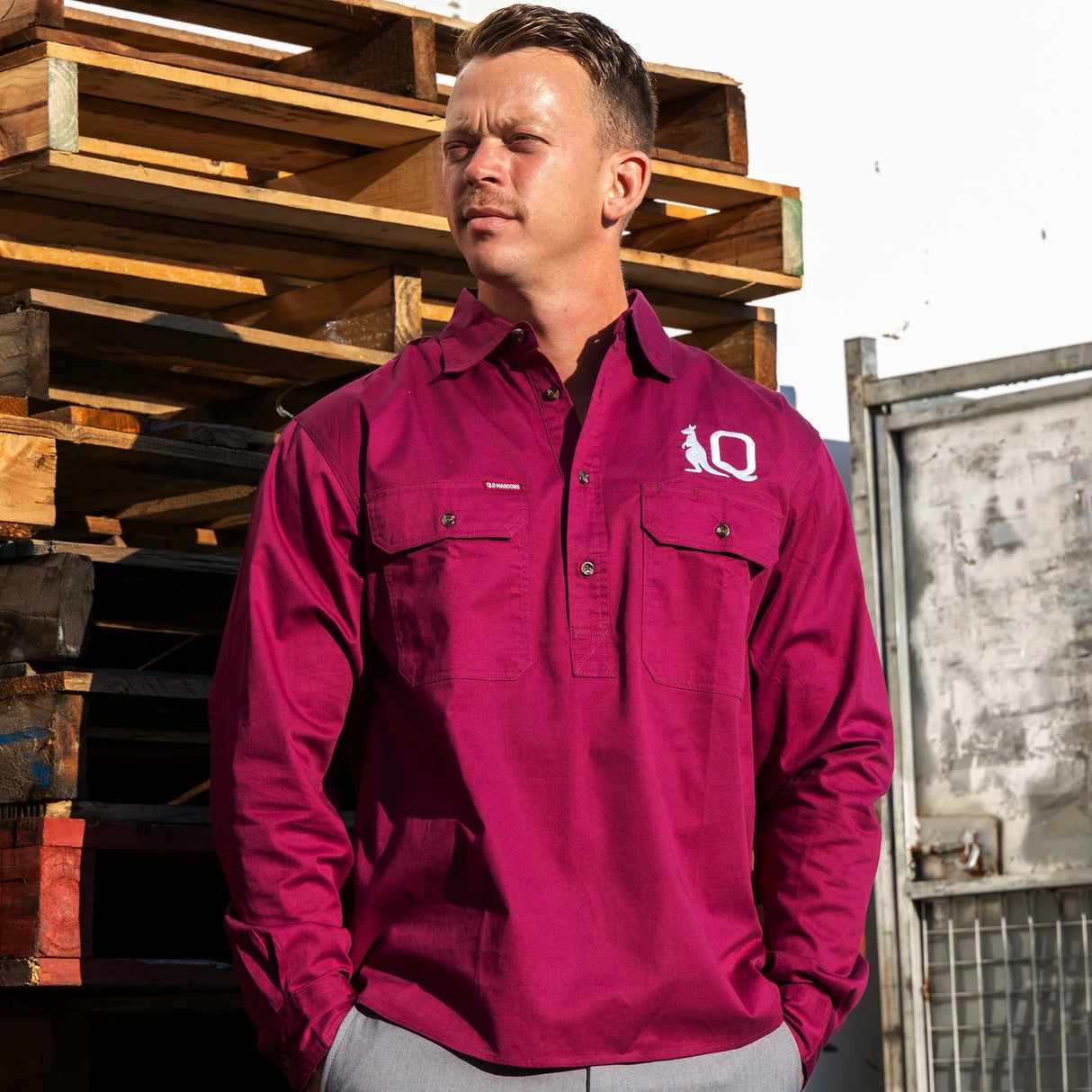 QLD Maroons Long Yard Work Shirt