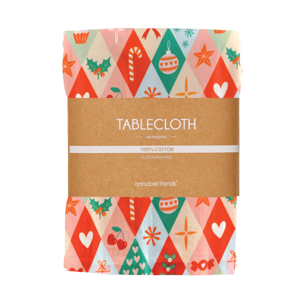 Annabel Trends Linen TableCloth - Christmas Harlequin