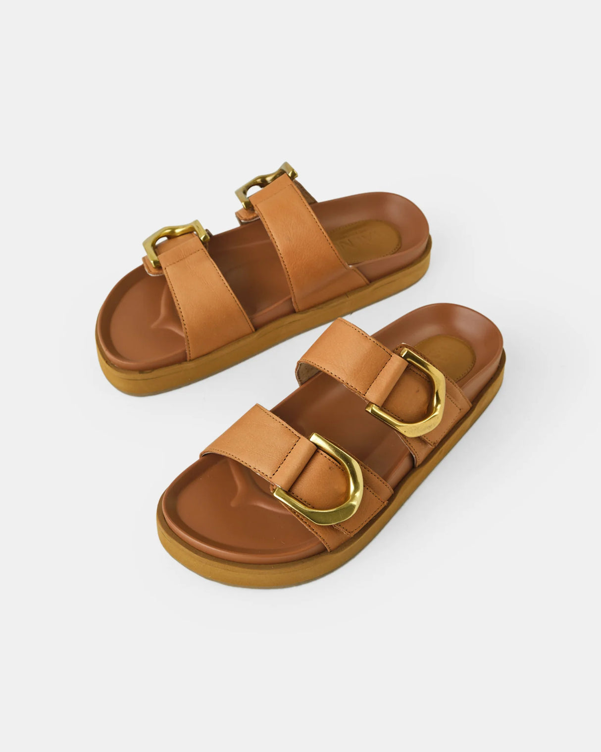 Walnut Ladies Mint Leather Slide - Coconut Tan