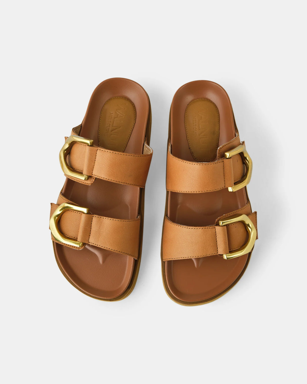 Walnut Ladies Mint Leather Slide - Coconut Tan