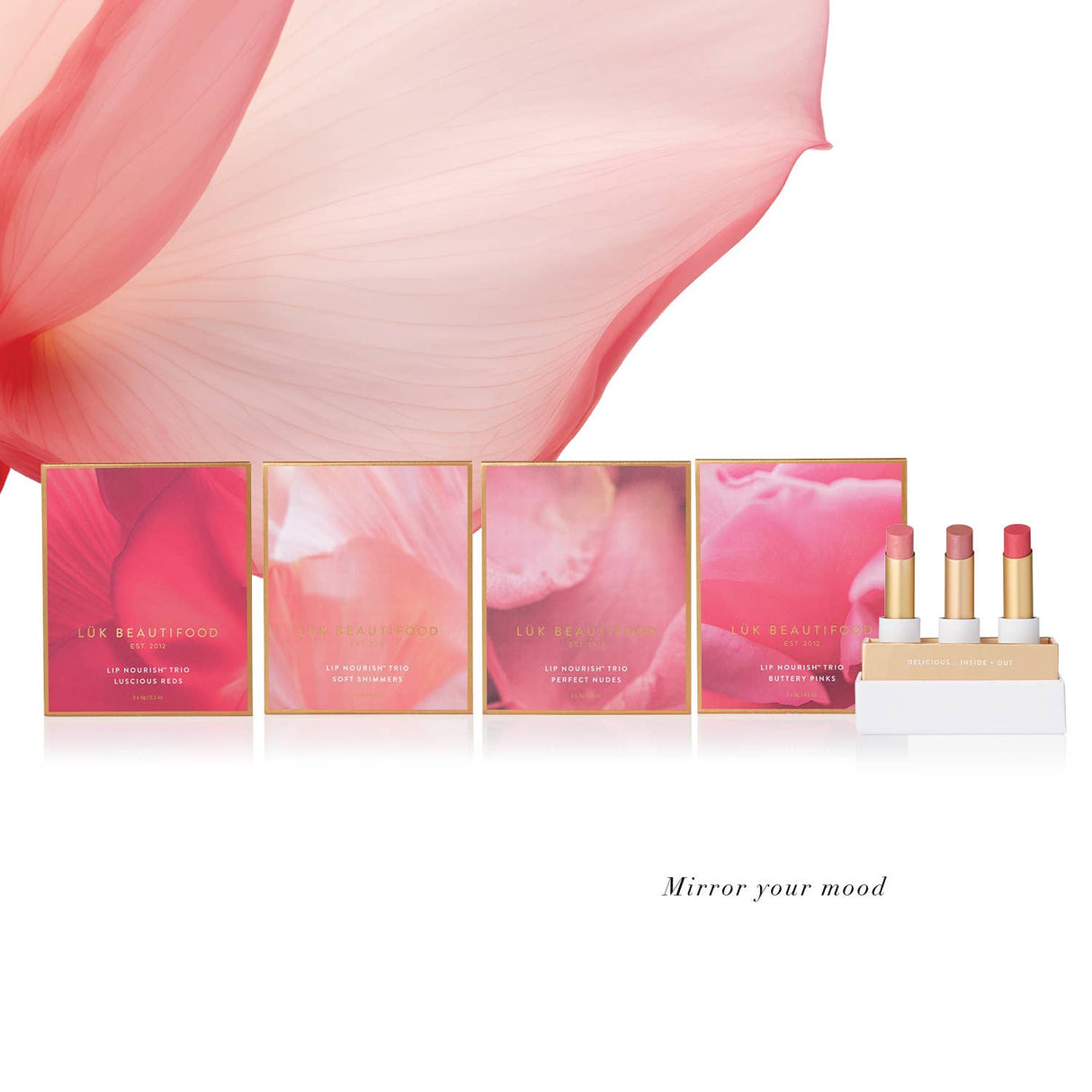 Lux Beautifood Lip Nourish Trio Buttery Pinks