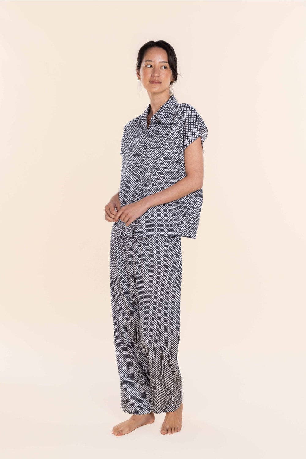Gingerlilly - Cotton Pyjama Long Summer Set - Marlie Diamond Navy
