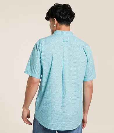 Ariat Mens Westin Short Sleeve Shirt - White/Turquoise