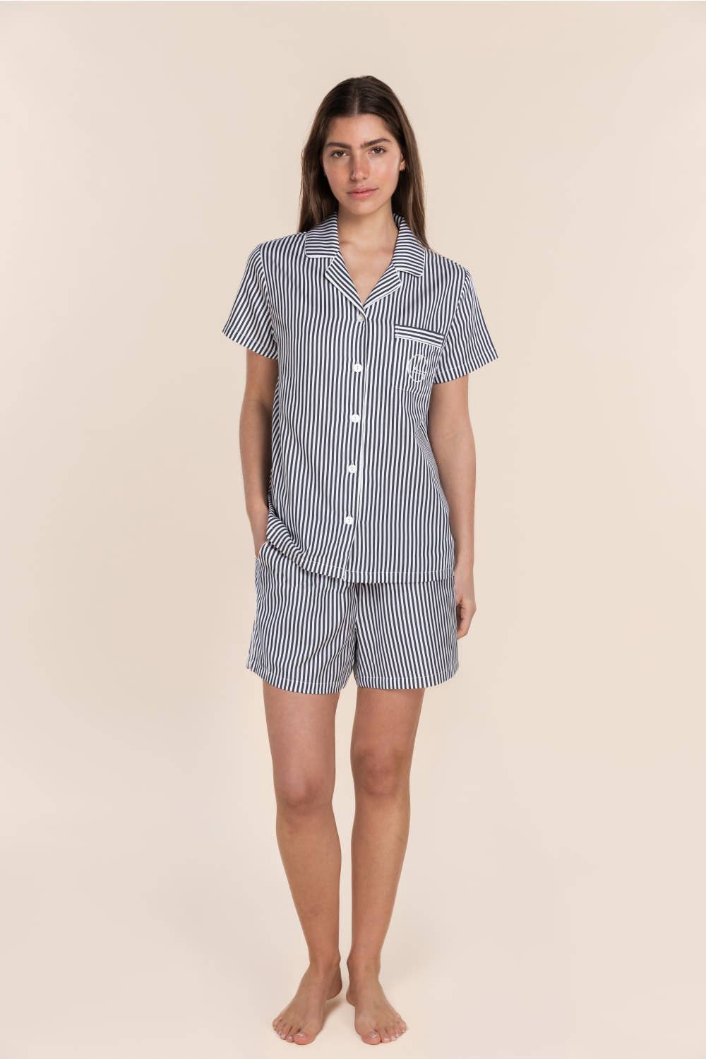 Gingerlilly - Cotton Short Pyjama Set - Camilla Navy Stripe