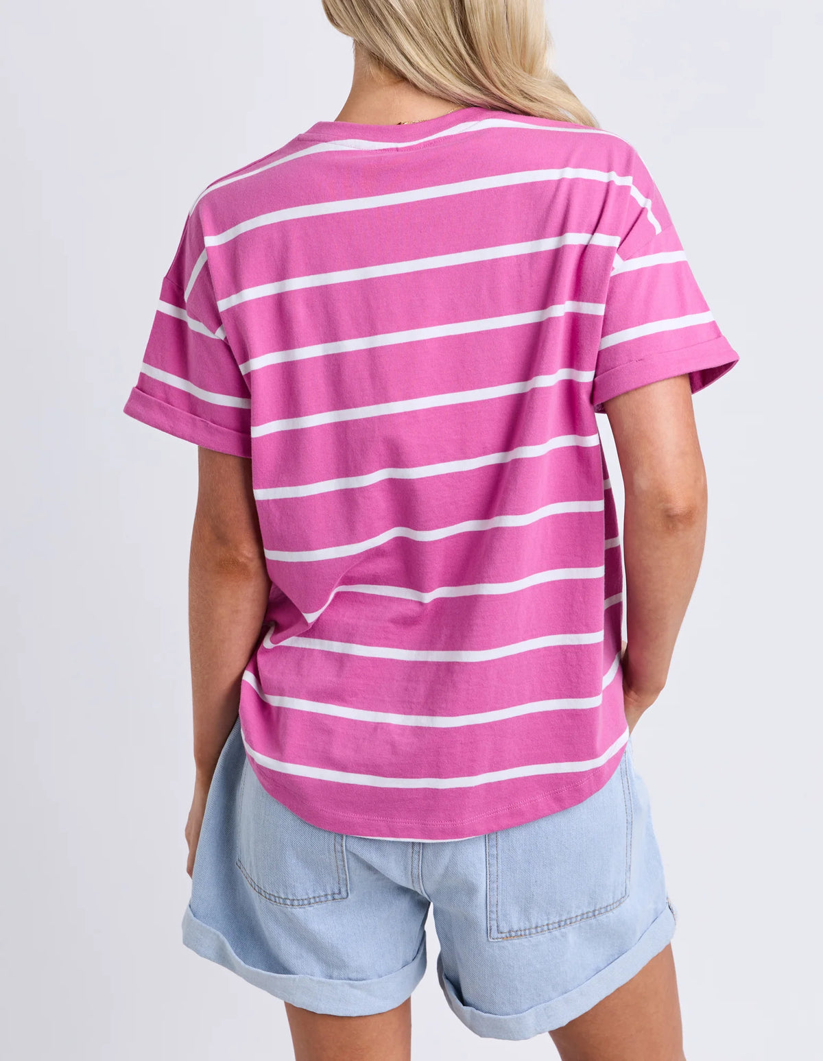 Elm Ladies Halli Short Sleeve Tee Magenta/White Stripe