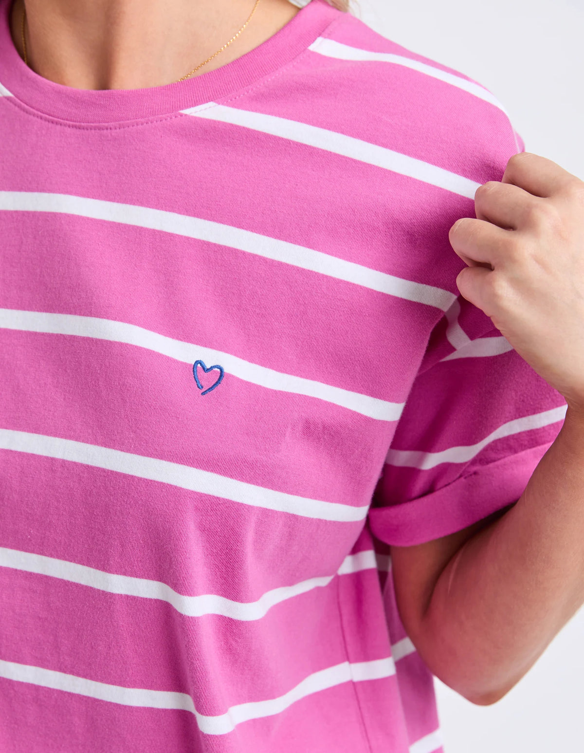 Elm Ladies Halli Short Sleeve Tee Magenta/White Stripe