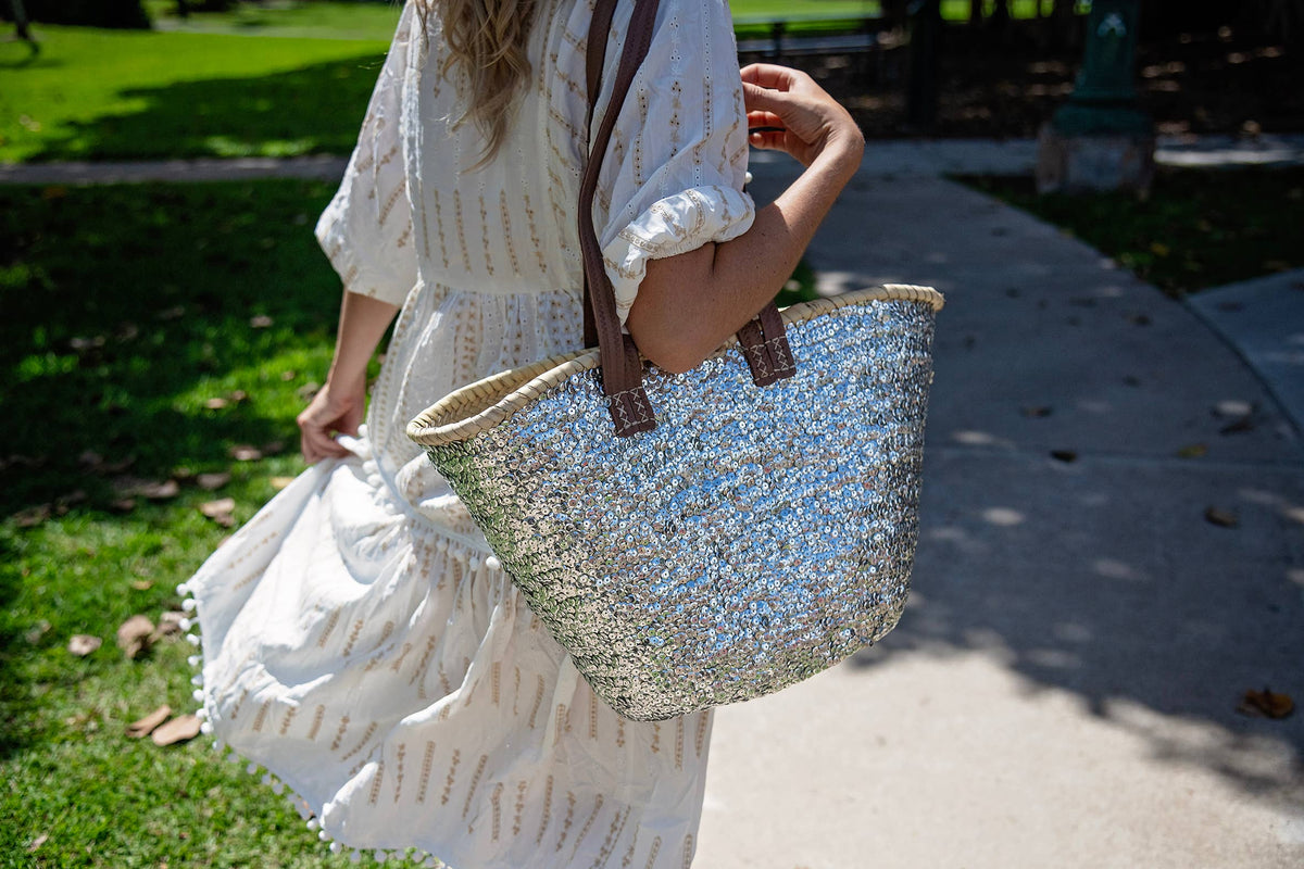 2 Duck Trading Company - Silver Sequined Basket