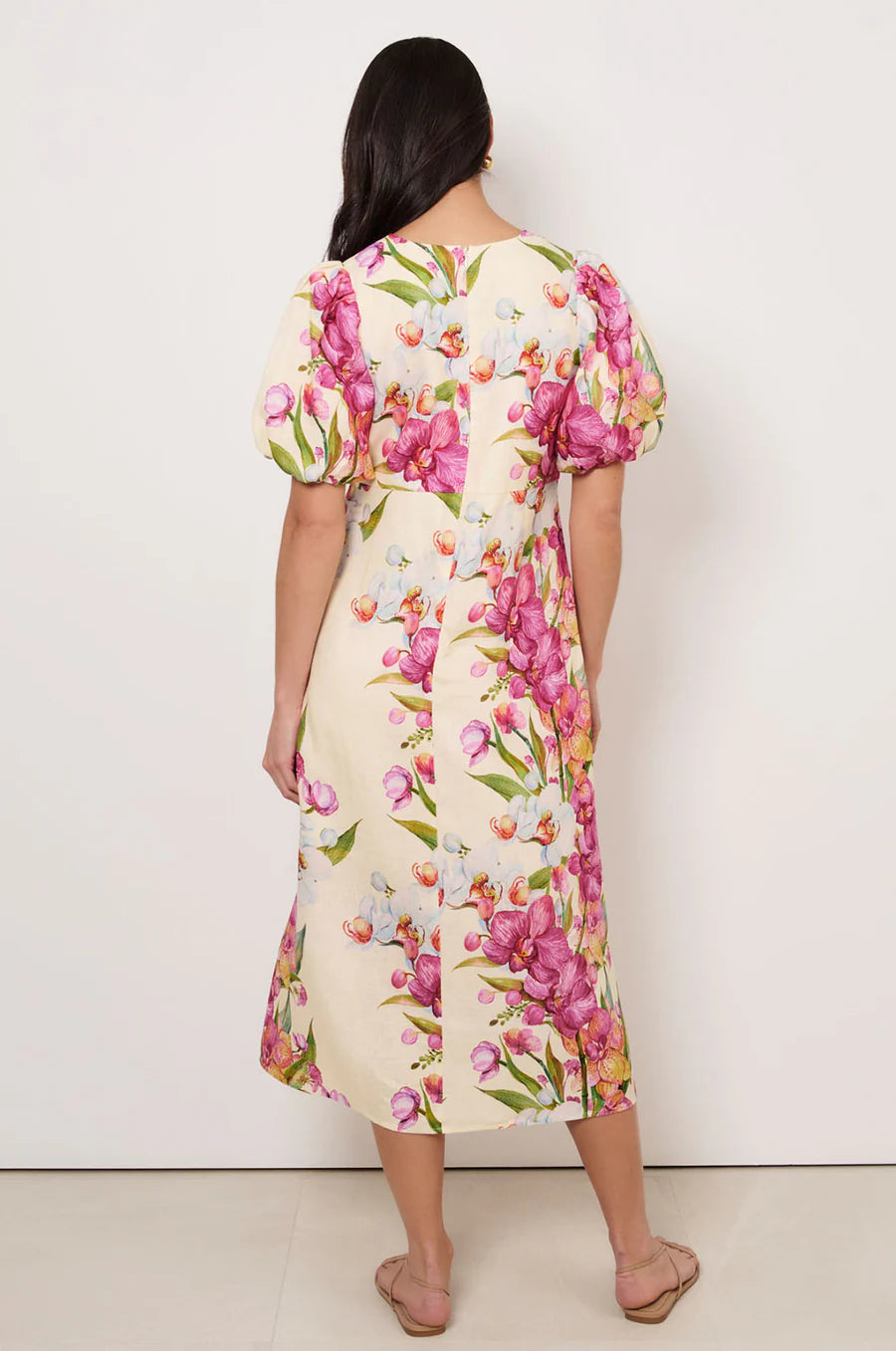 Adorne Ladies Marissa Tie Detail Linen Dress - Print