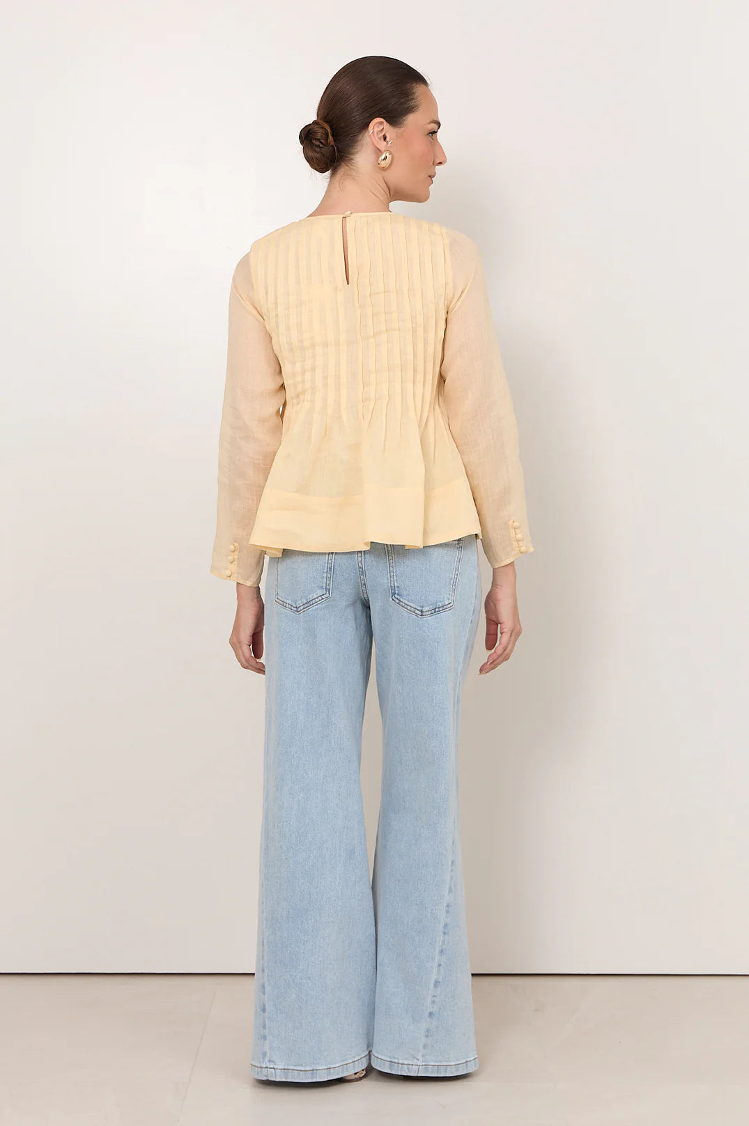 Adorne Ladies Camille Long Sleeve Pleated Top