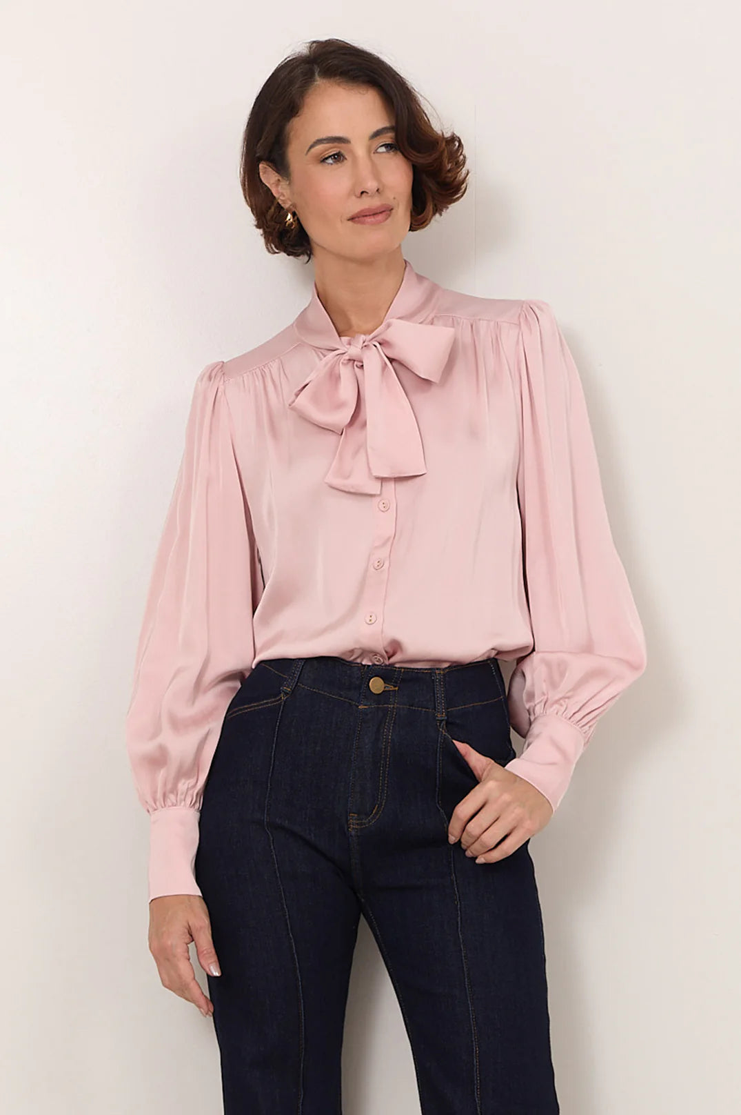 Adorne Ladies Melody Tie Neck Shirt