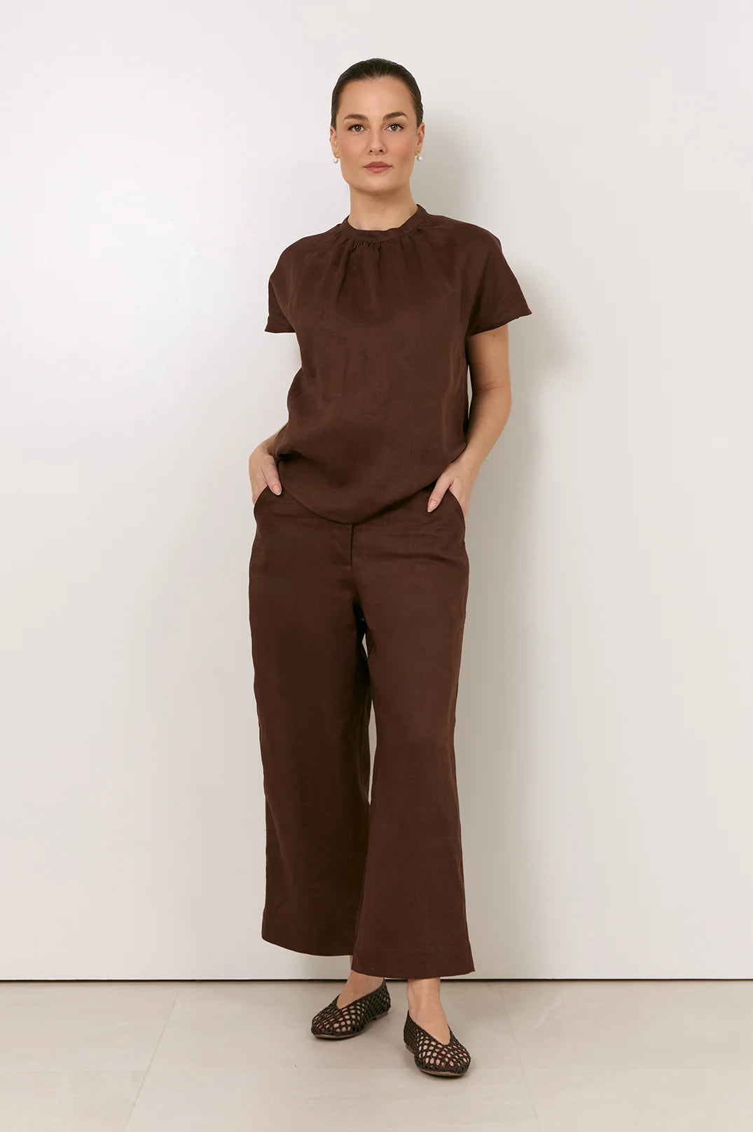 Adorne Lyndon Linen Cropped Pant