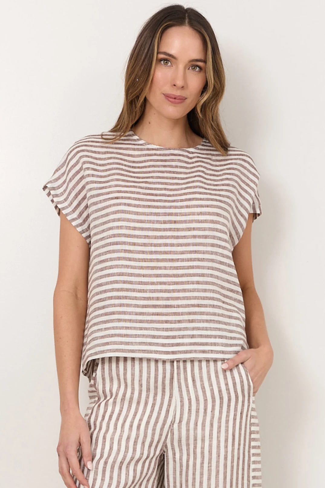 Adorne Ladies Emmerson Stripe Linen Top
