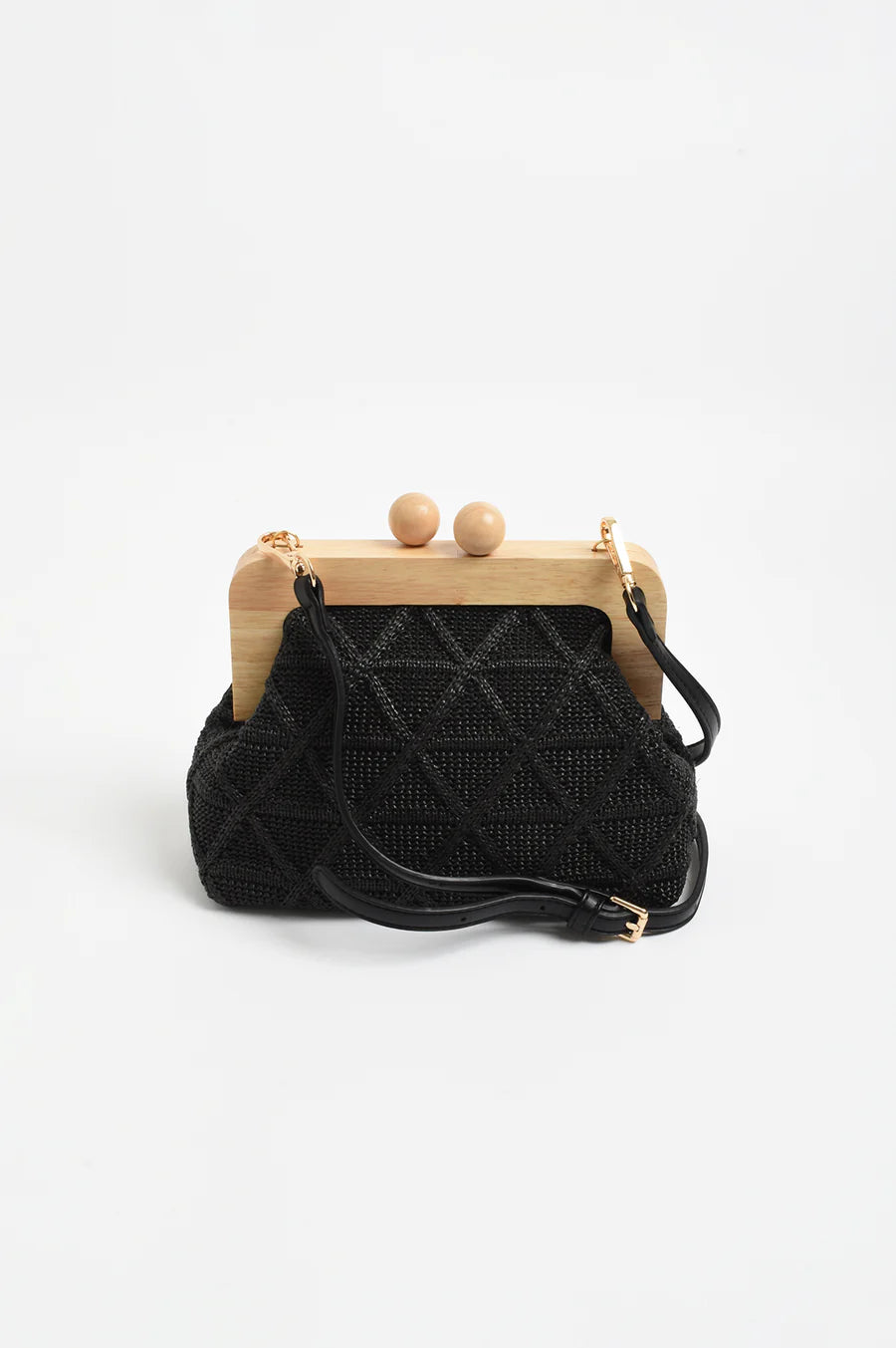 Adorne Ladies Tara Diamond Weave Timber Clutch