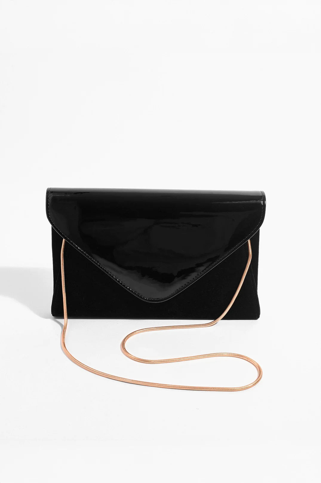 Adorne Elyssa Velvet & Gloss Envelope Clutch - Black
