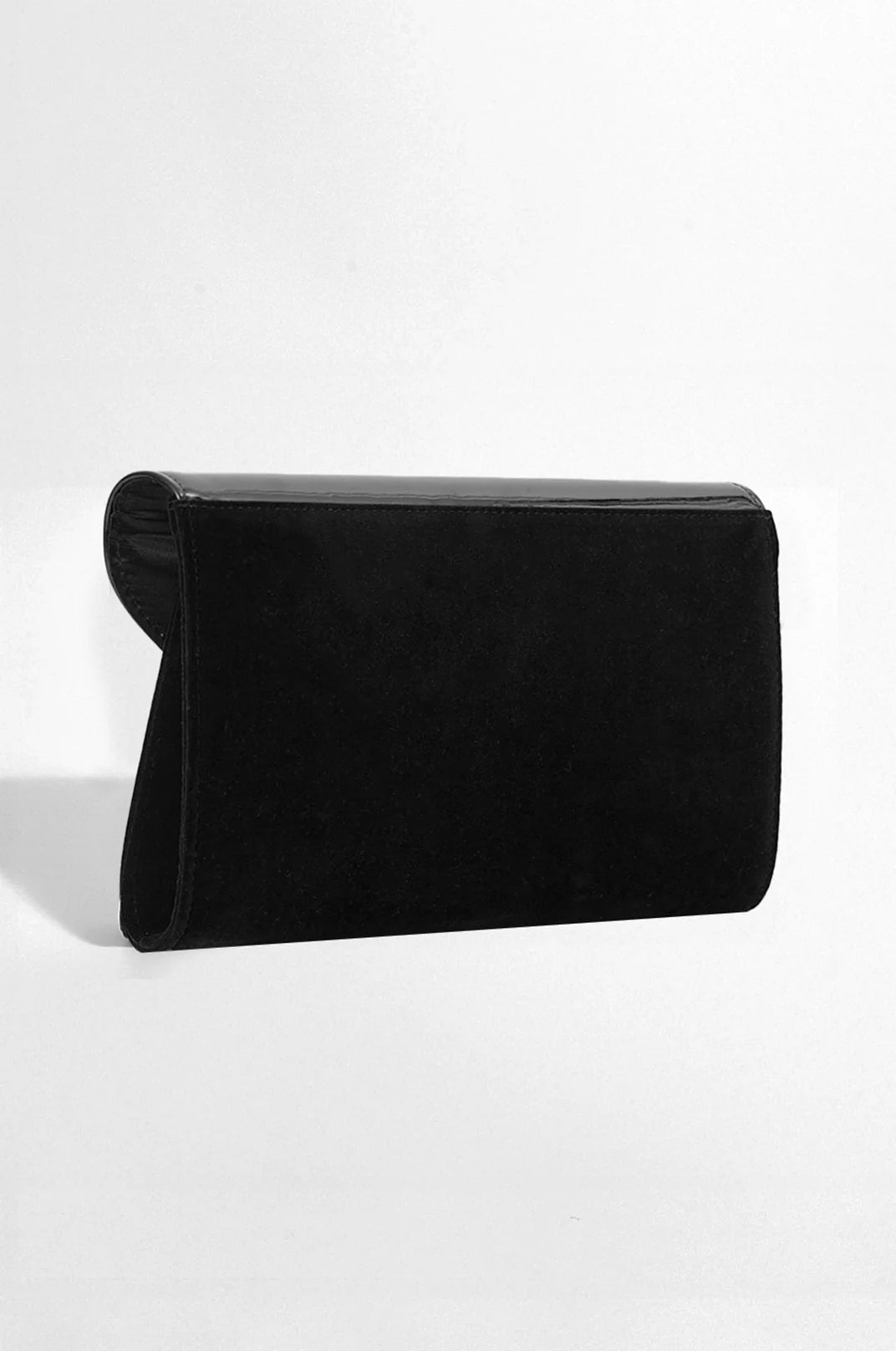 Adorne Elyssa Velvet & Gloss Envelope Clutch - Black