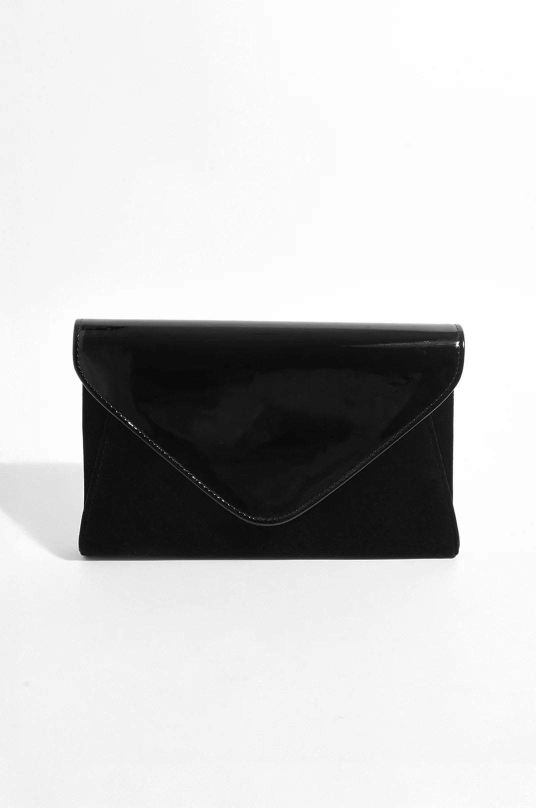 Adorne Elyssa Velvet & Gloss Envelope Clutch - Black