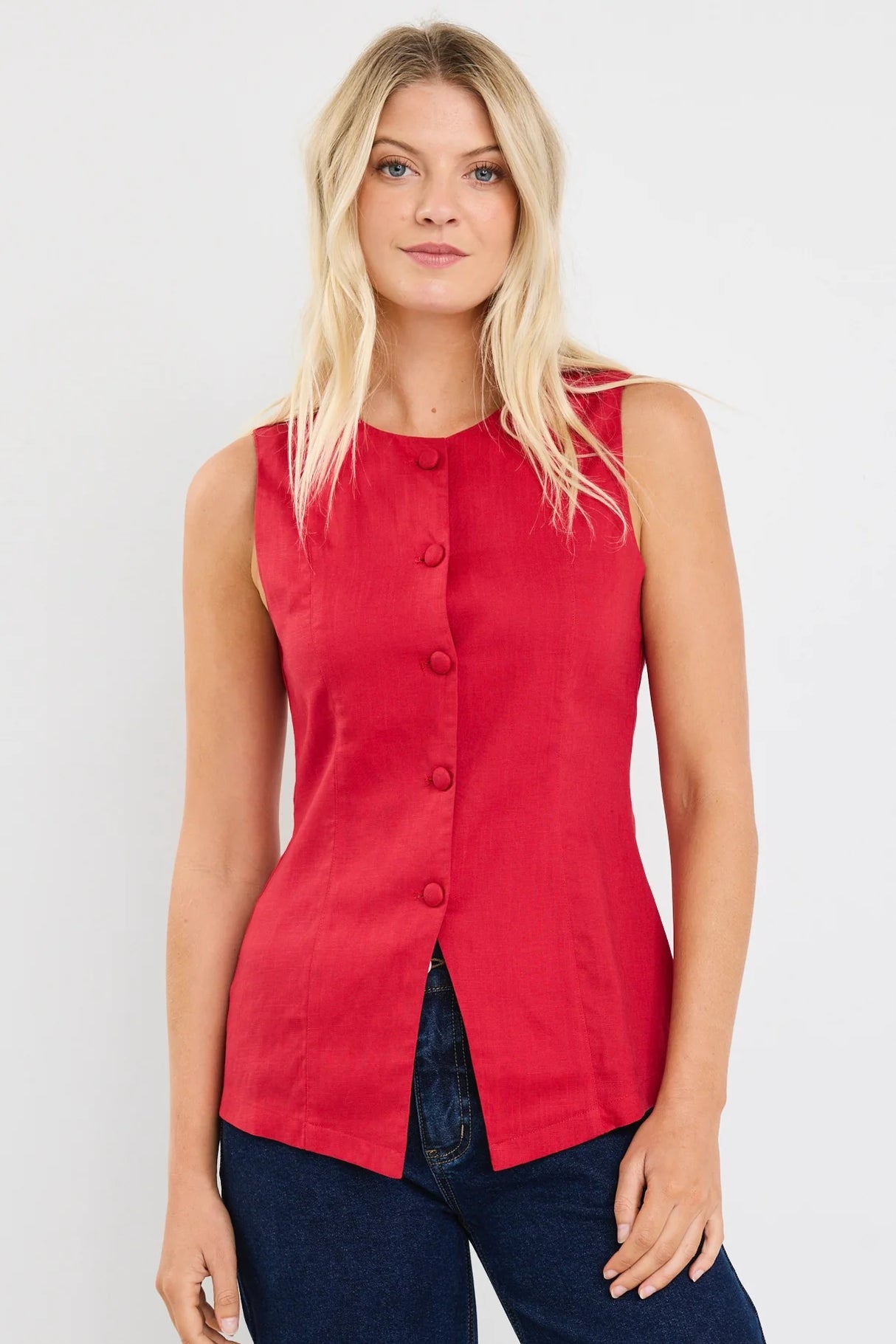Flo & Frankie Ladies Aloft Red Fitted Long Vest