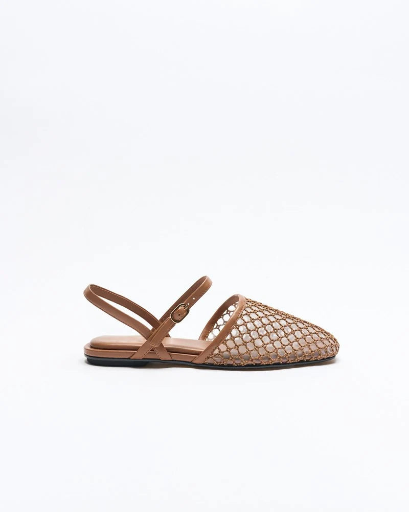 Walnut Ladies Annie Leather Flat