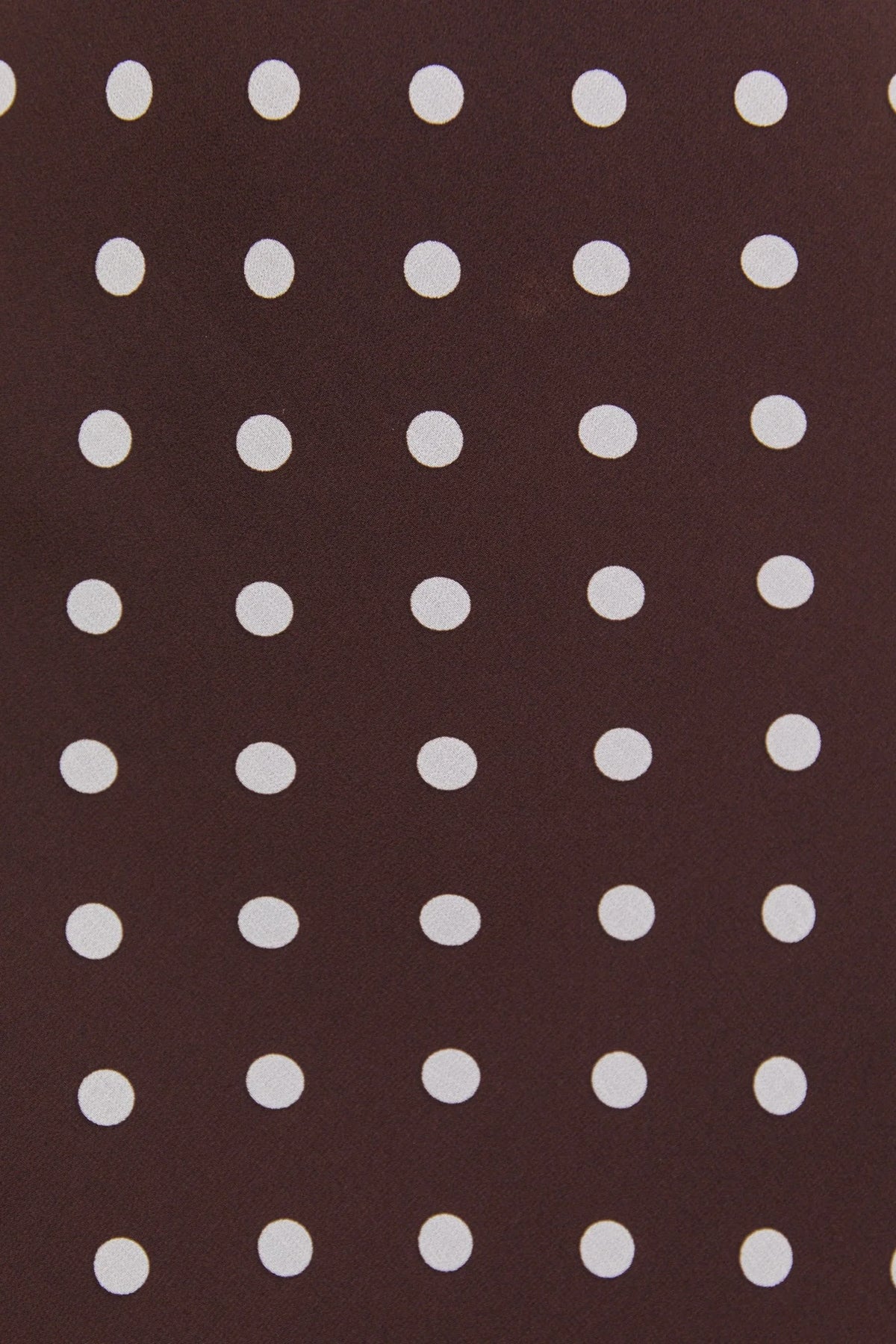 Among The Brave Aura Chocolate Polka Dot Puff Short Sleeve Bias Midi Dress