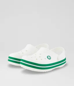 Crocs Toddler & Kids Crocband Clog - White With Green Band