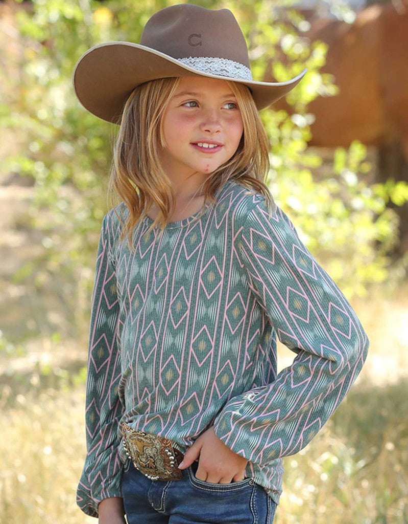 Cruel Girl Girls Geometric Print L/S Top