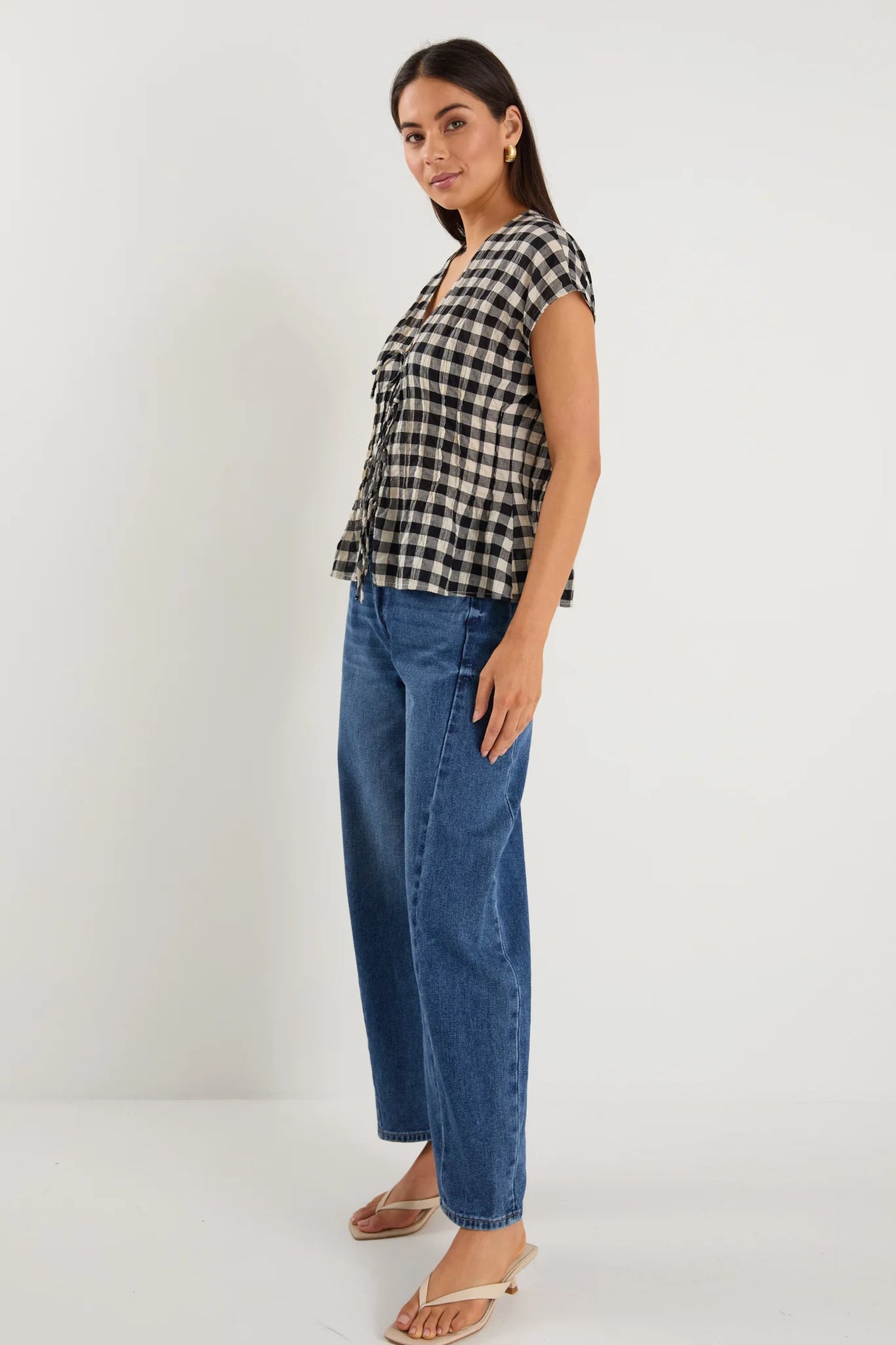 Ivy & Jack Nouveau Black Gingham Tie Front Vest