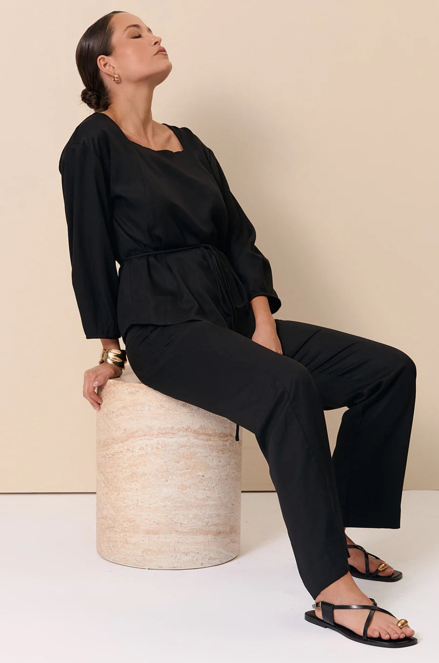 Adorne Ladies Ava Wide Leg Pants - Black