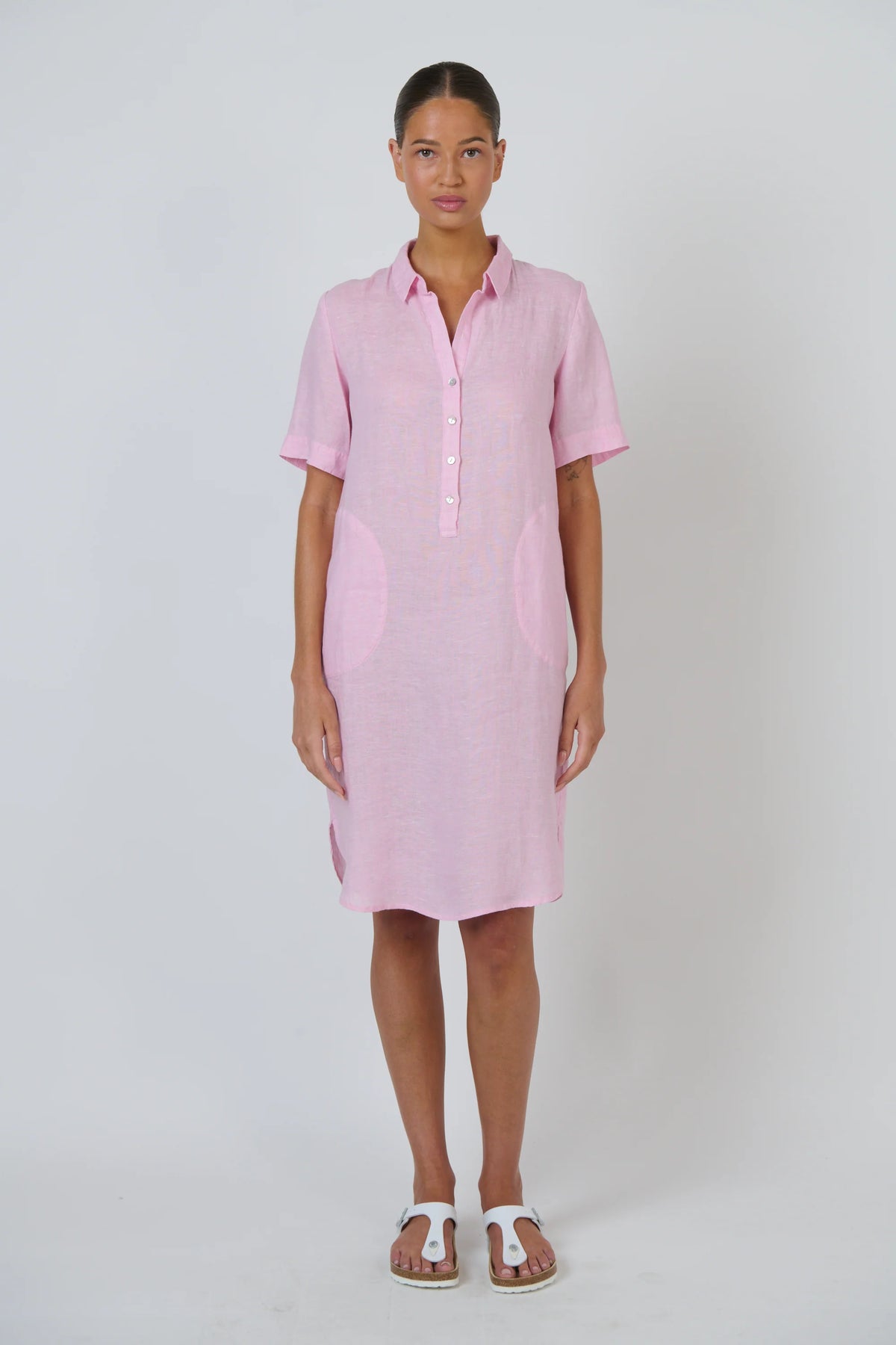 Enveloppe Linen Shirt Dress in Julienne Bon Bon