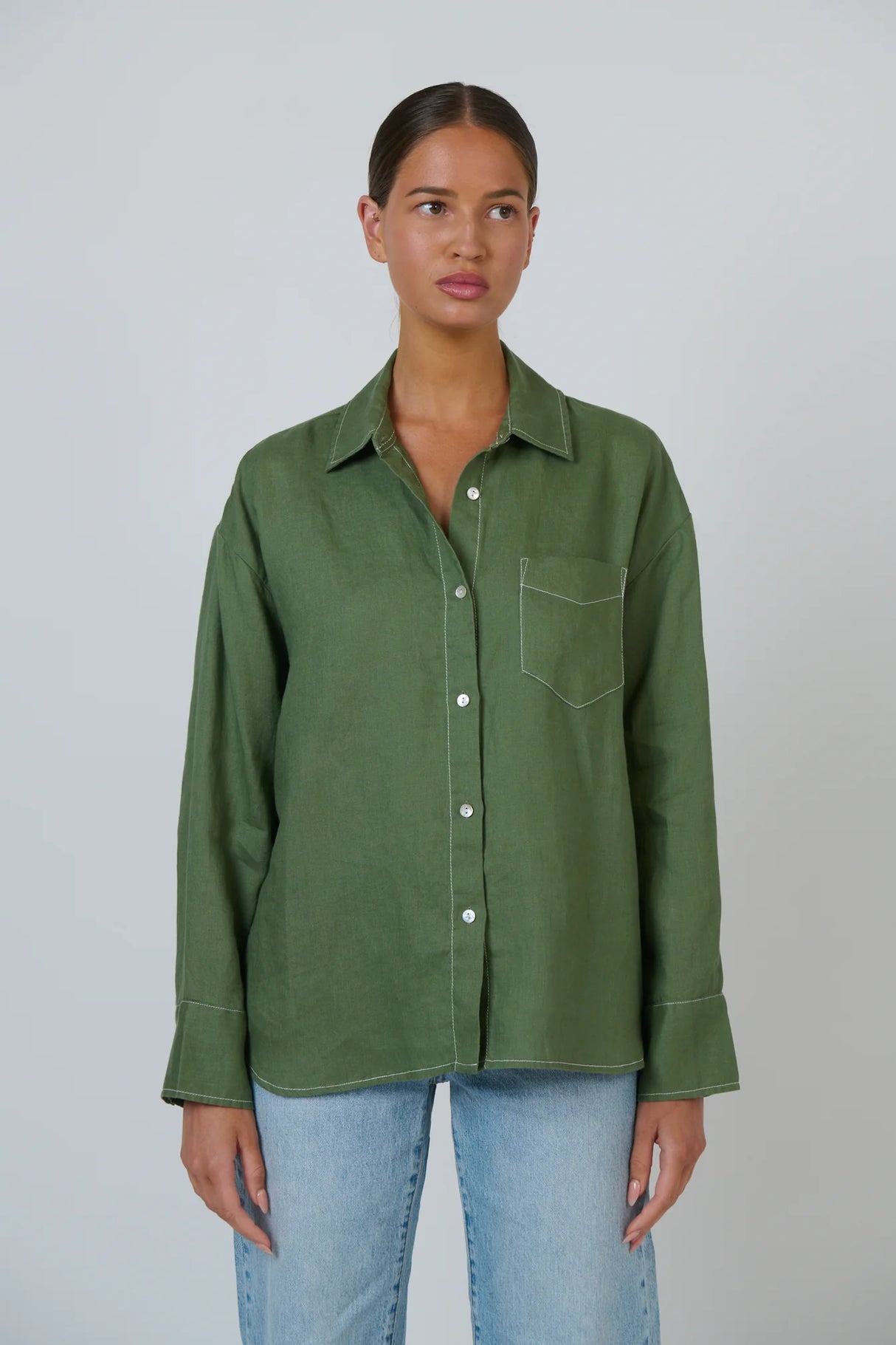 Enveloppe Ladies Long Sleeve Linen Shirt - Scrub